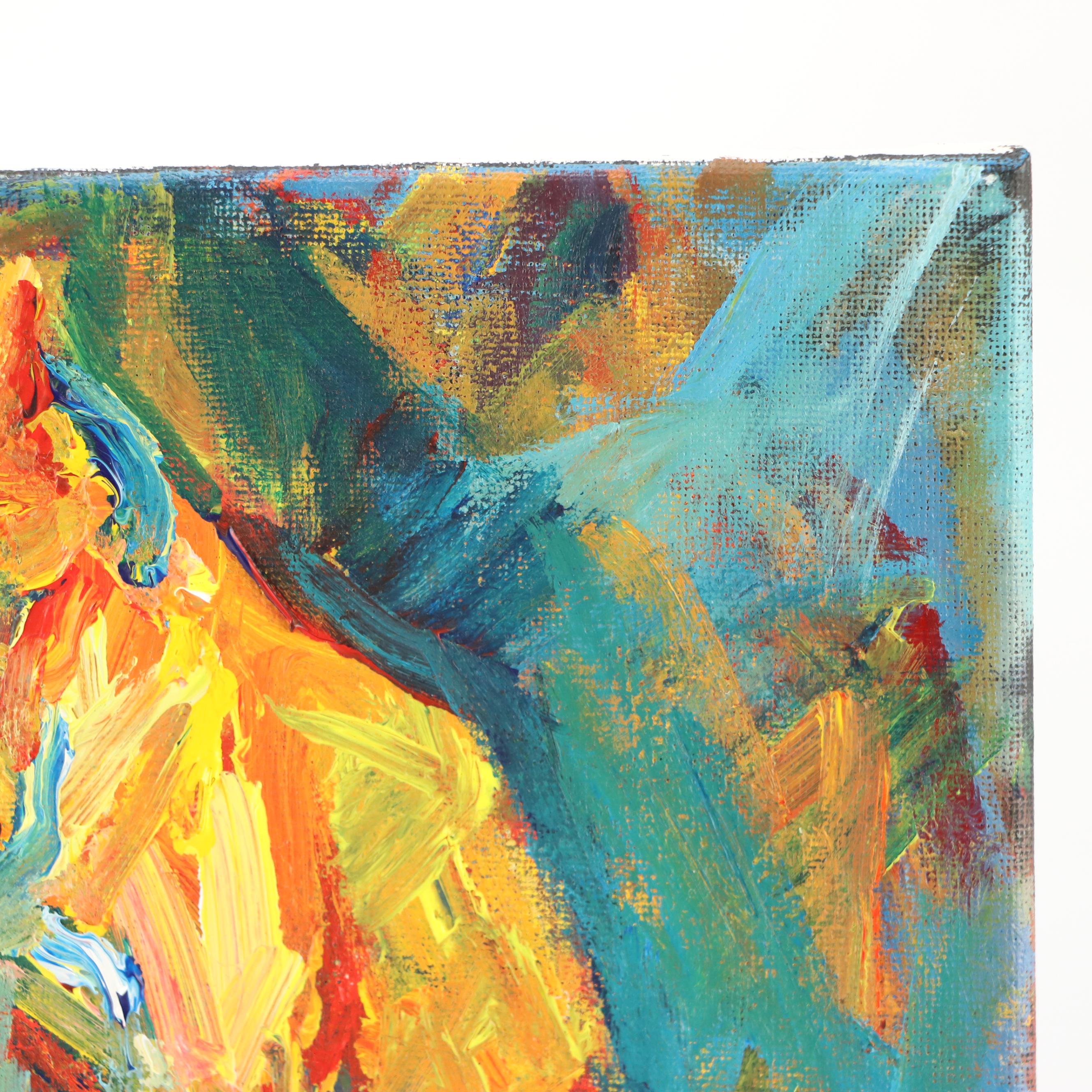 Elle Raines Stylized Acrylic Painting "The Fox," 21st Century