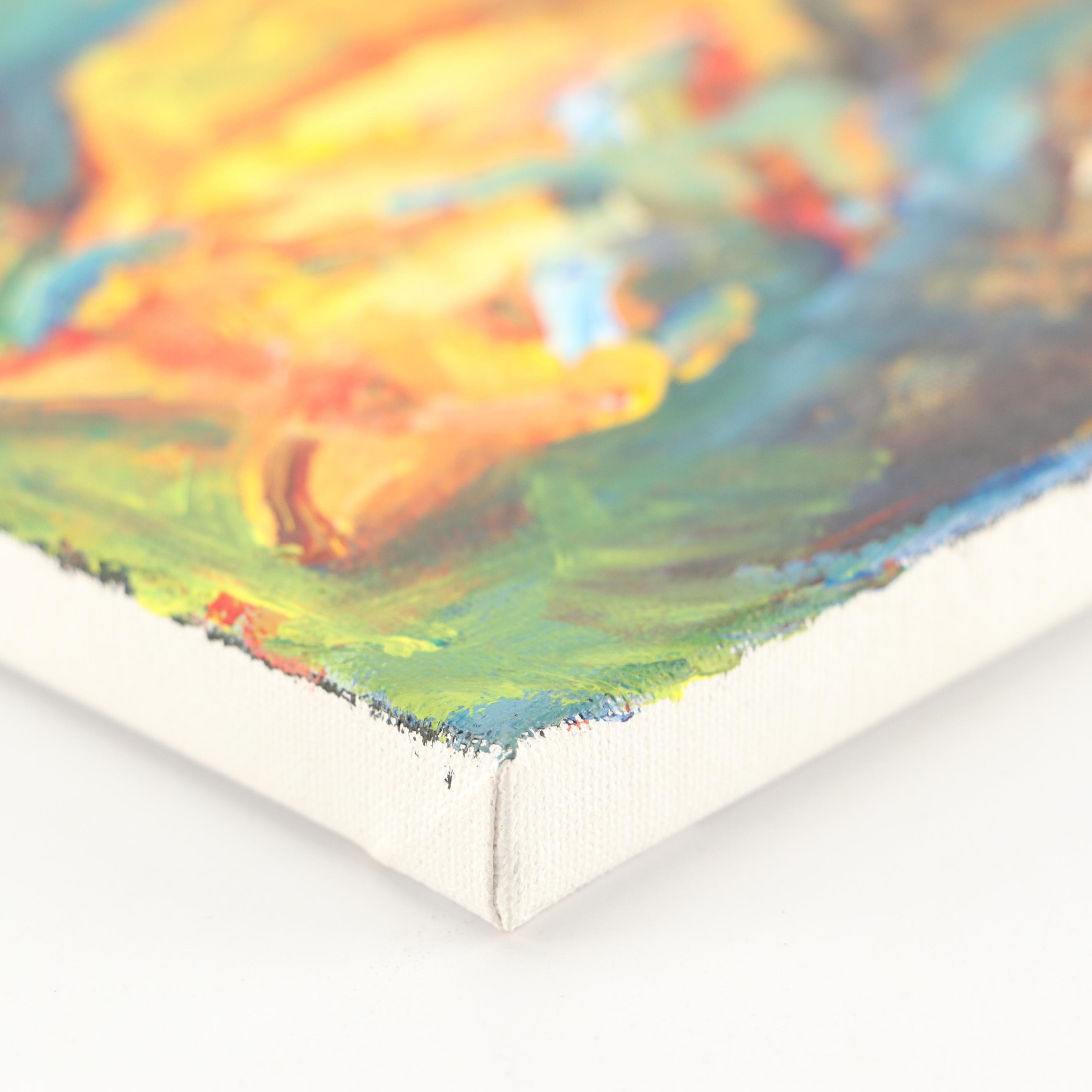 Elle Raines Stylized Acrylic Painting "The Fox," 21st Century