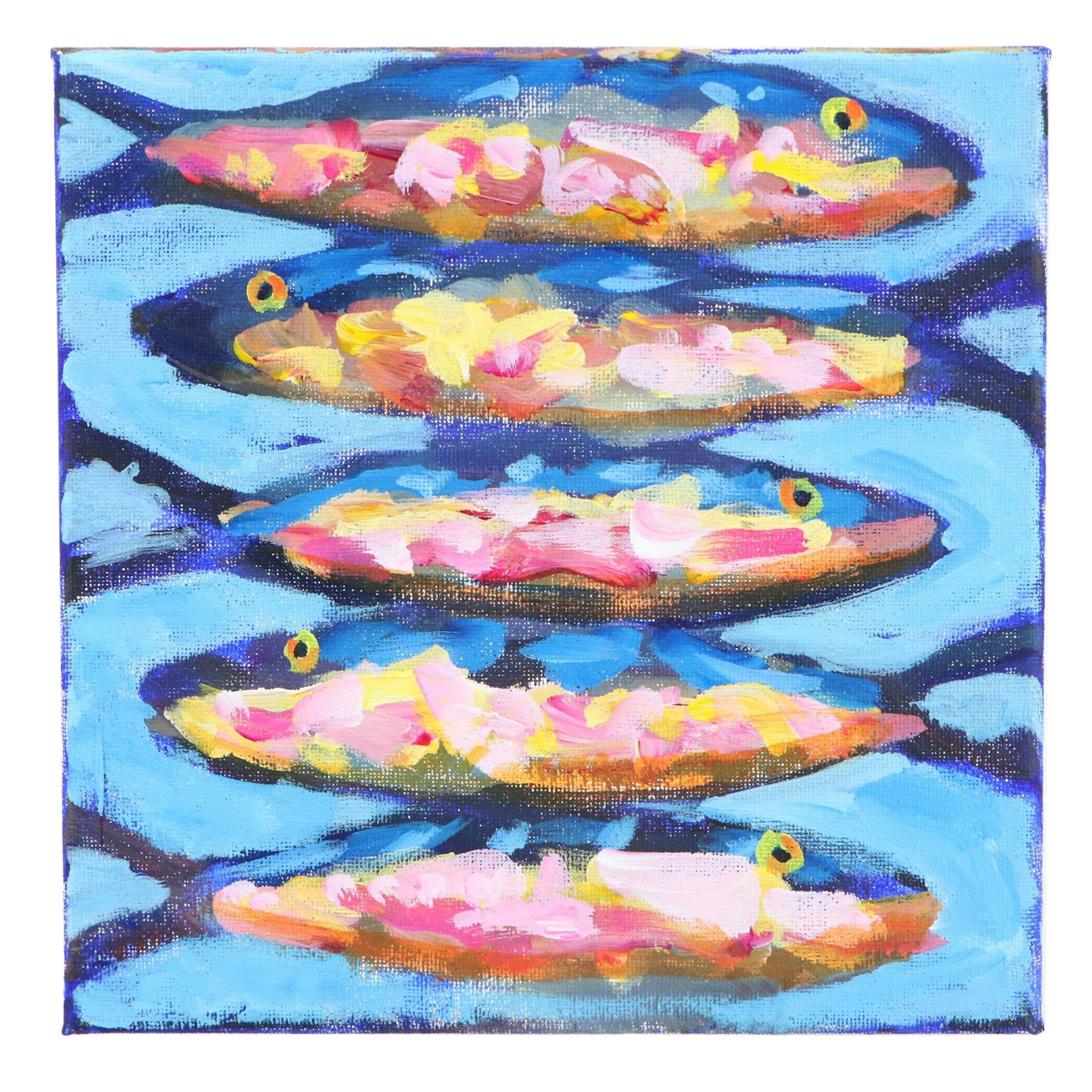 Elle Raines Stylized Acrylic Painting "Sardines"