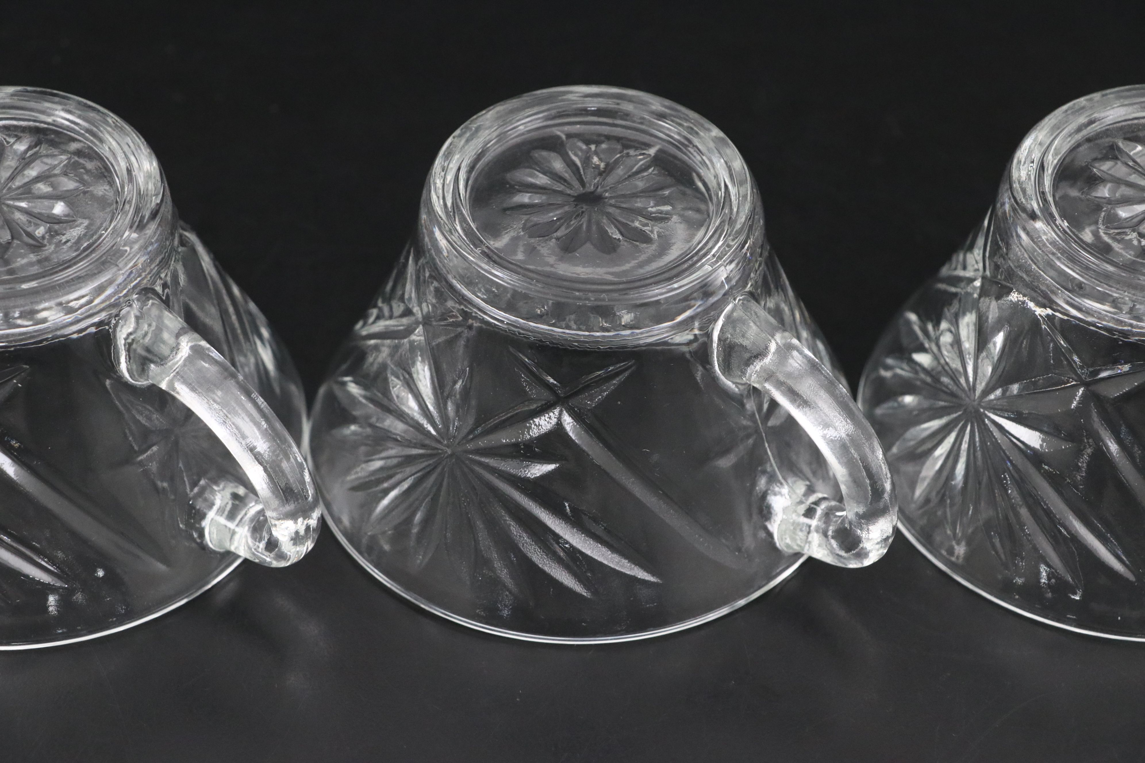 Anchor Hocking "Prescut Clear" Glass Punch Bowl and Cups