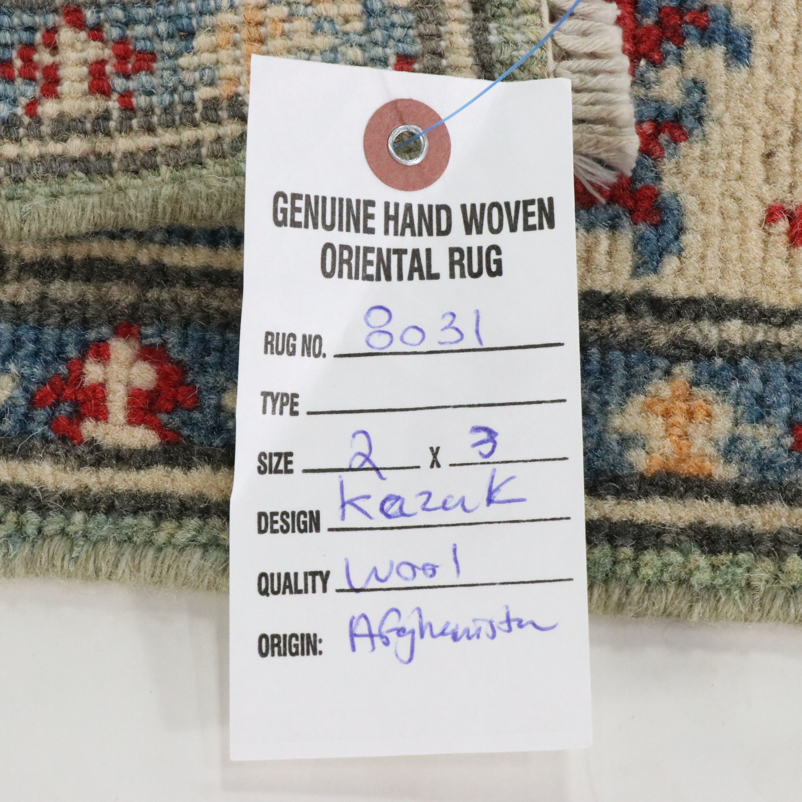 2'1 x 3'1 Hand-Knotted Afghan Kazak Accent Rug