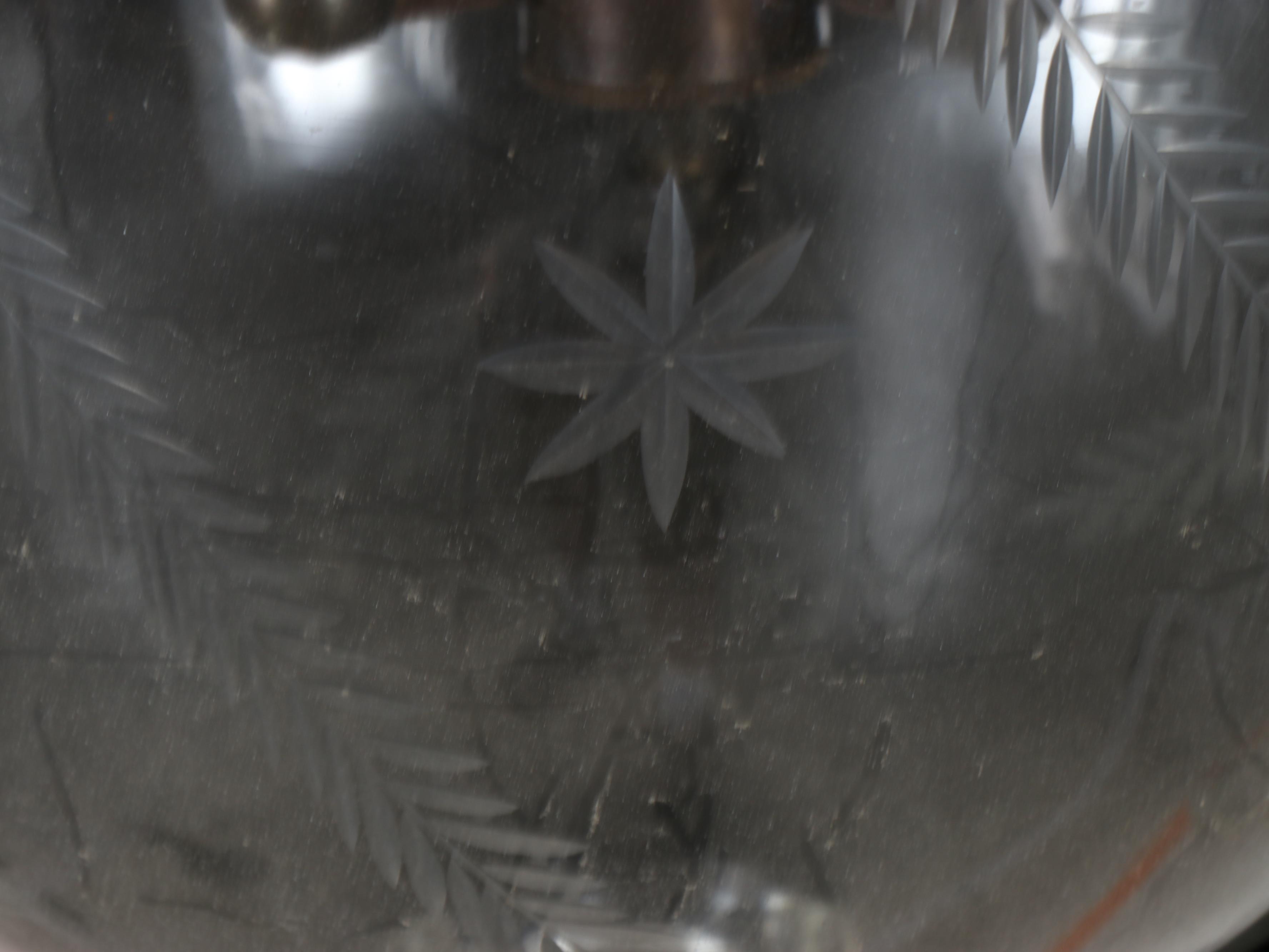 Four Blown Glass Bell Jar Etched Pendant Lights, 21st Century