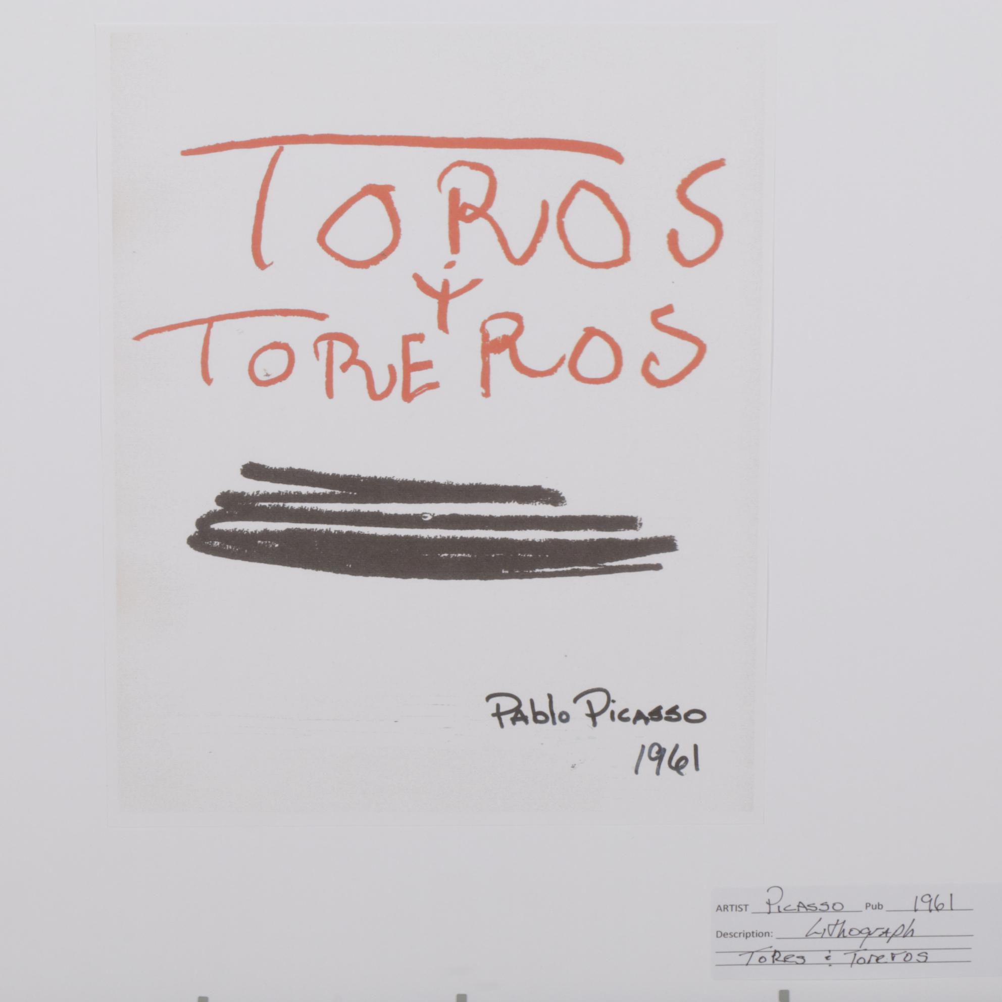 Pablo Picasso Illustration for "Toros y Toreros" Offset Lithograph, 1961