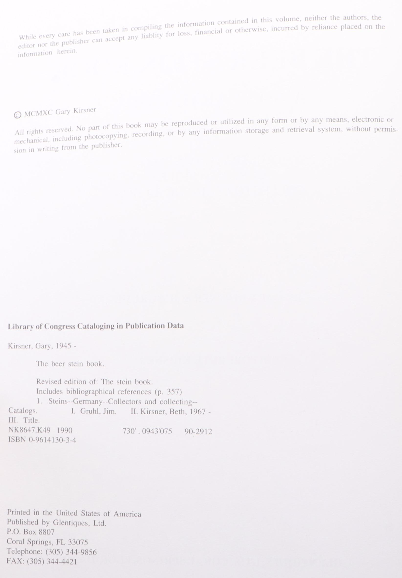 "The Beer Stein Book" by Gary Kirsner and Jim Gruhl, 1990