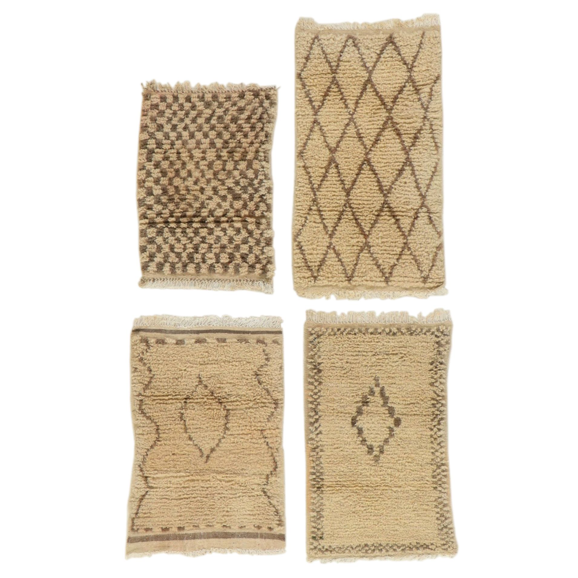 Four Hand-Knotted Moroccan Berber Accent Rugs