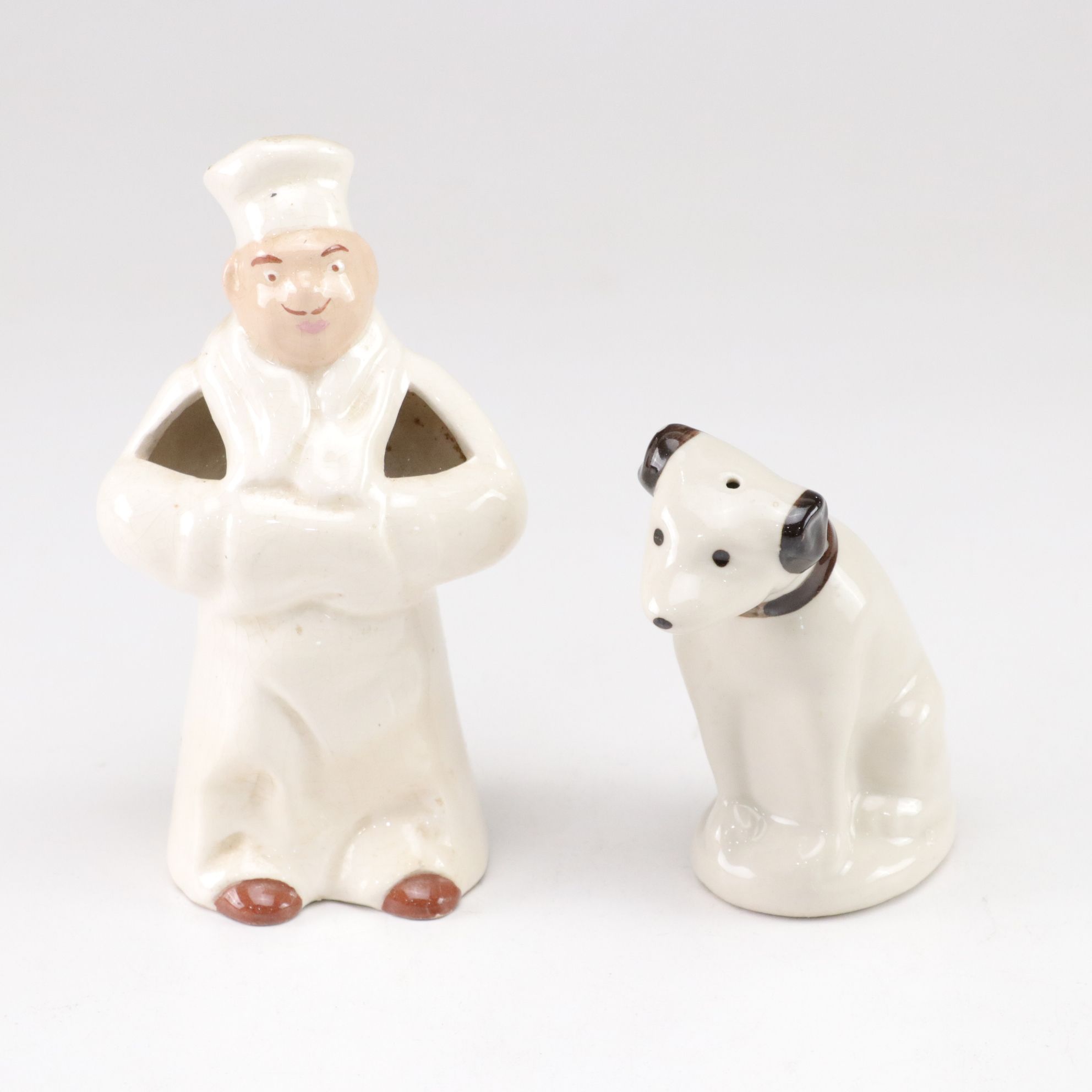 Porcelain Chef Toothbrush Holder with "Nipper The Dog" Salt Shaker and More