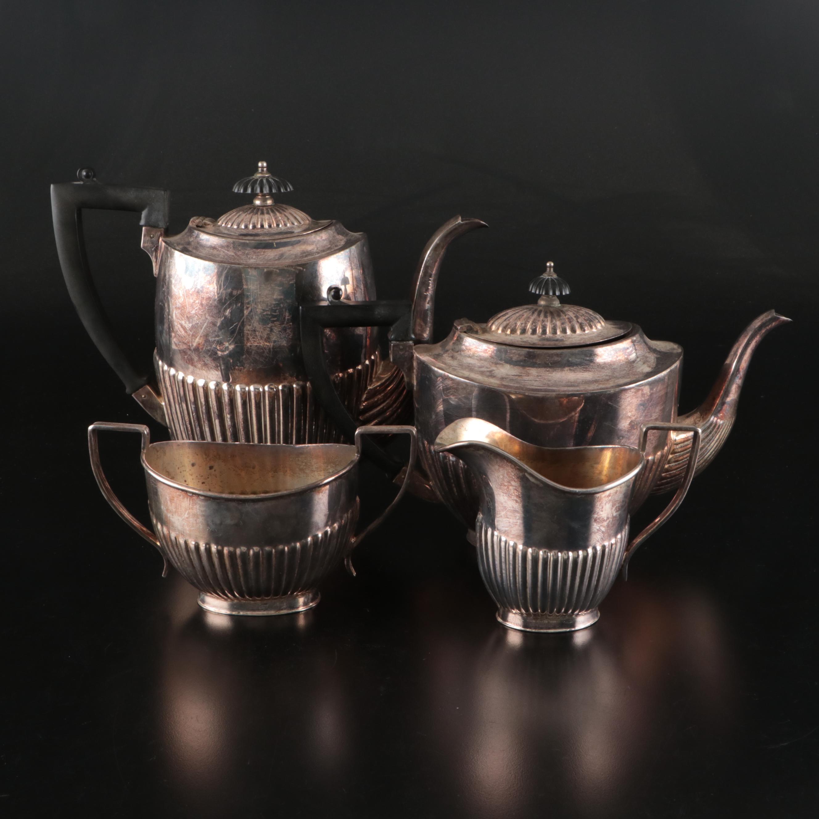 Ashberry Georgian Style Silver Plate Tea and Coffee Set, Early to Mid-20th C.