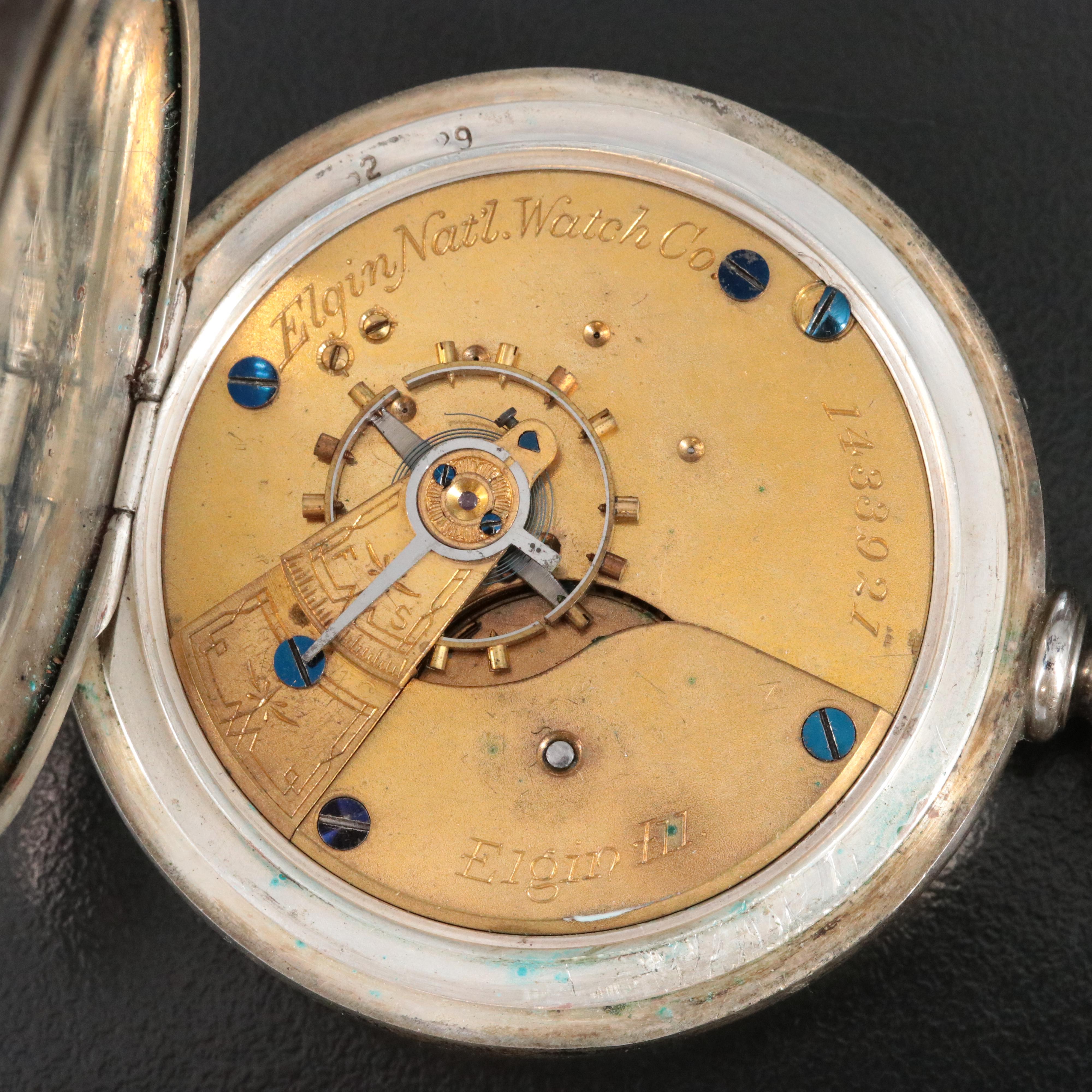 1884 Elgin Coin Silver Pocket Watch