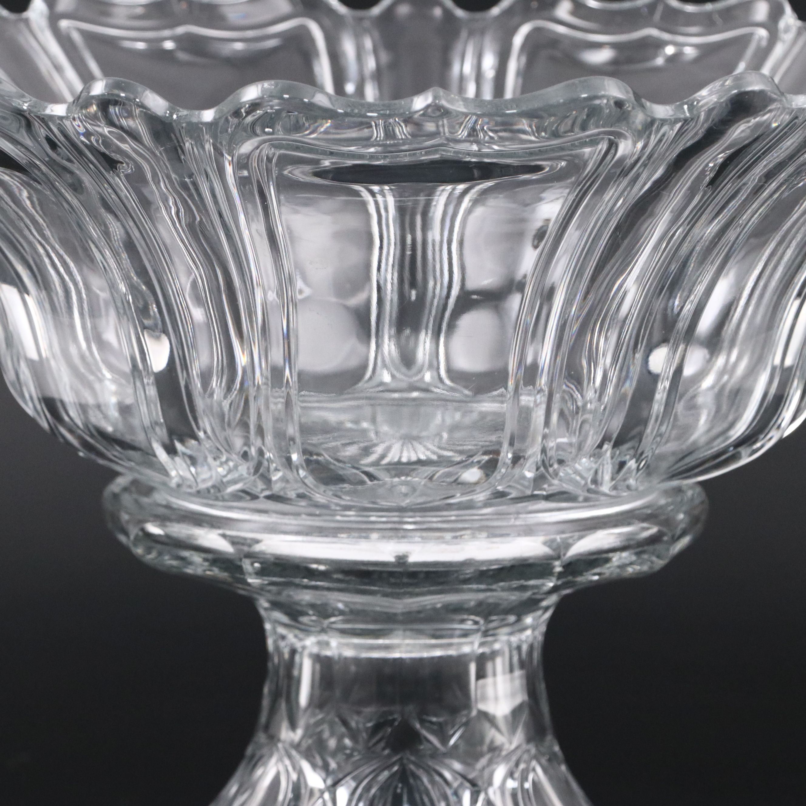 Heisey "Queen Ann" Punch Bowl and Stand, with Ladle and Punch Cups