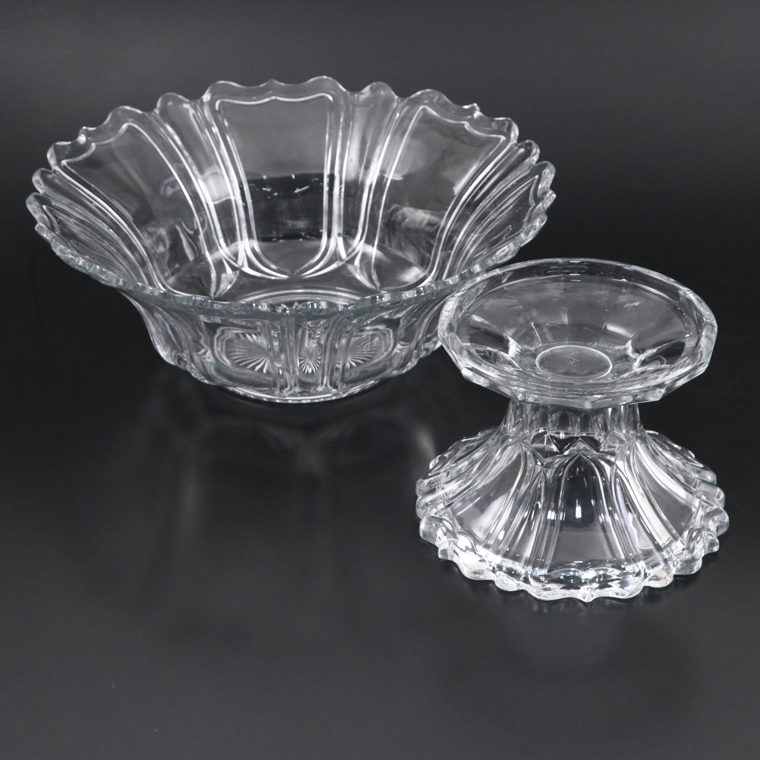 Heisey "Queen Ann" Punch Bowl and Stand, with Ladle and Punch Cups