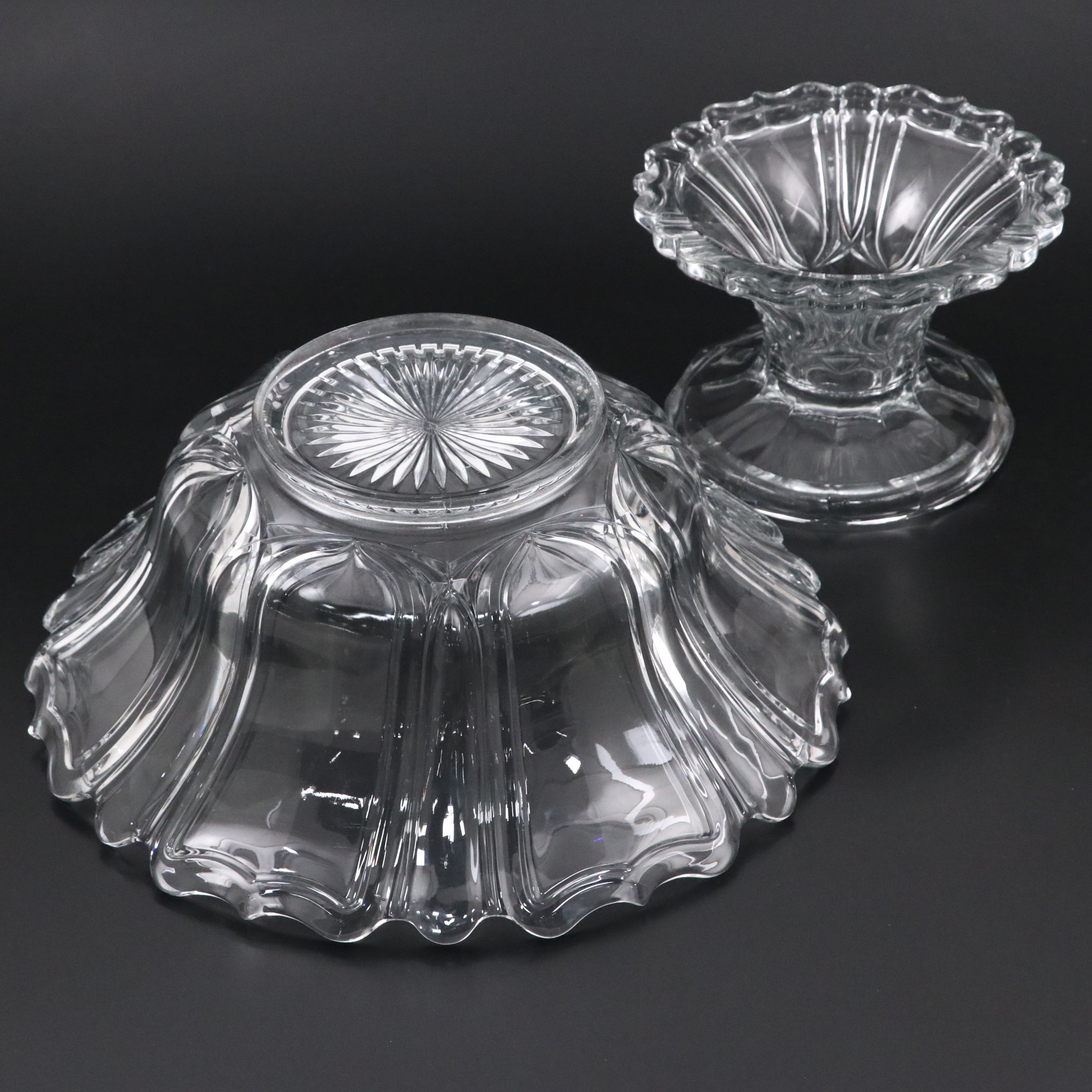 Heisey "Queen Ann" Punch Bowl and Stand, with Ladle and Punch Cups