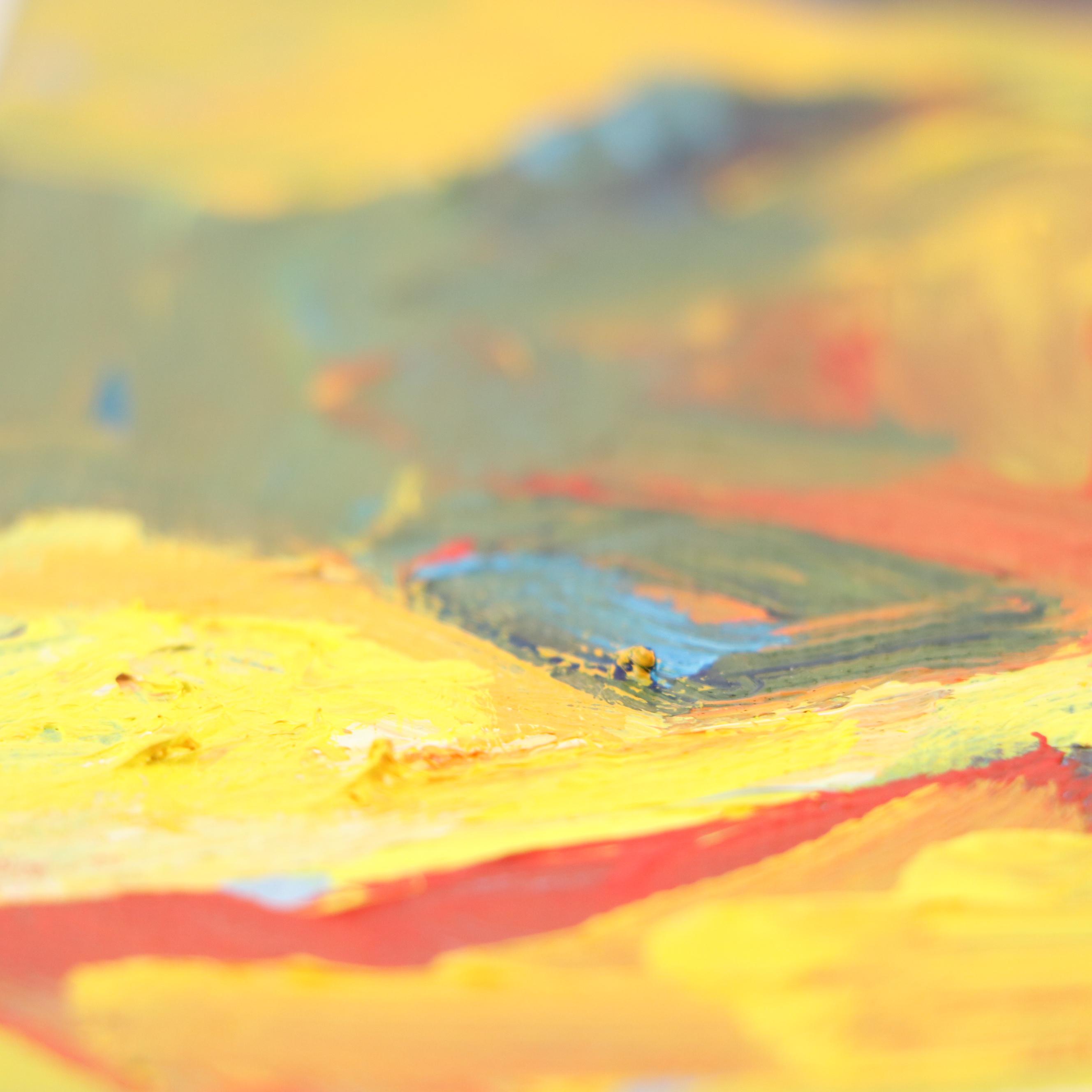 Elle Raines Stylized Acrylic Painting "Cow," 21st Century