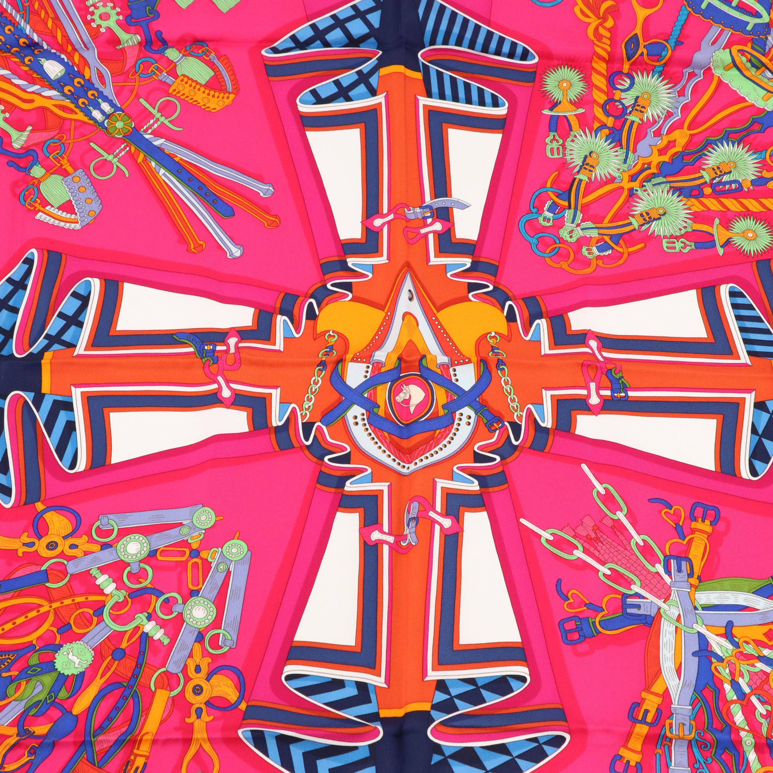 Hermès "Bouquets Sellier" Silk Twill Scarf 90