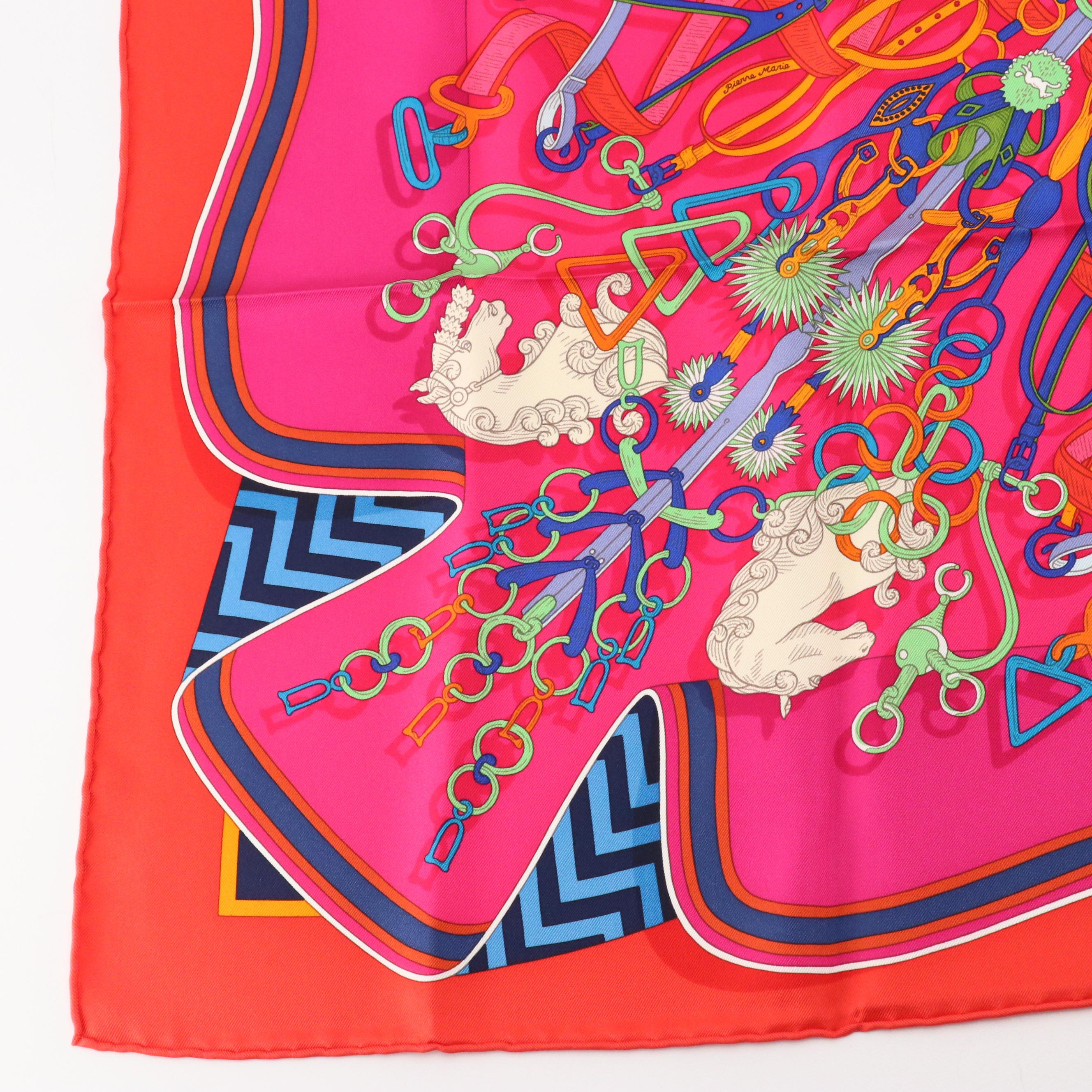 Hermès "Bouquets Sellier" Silk Twill Scarf 90