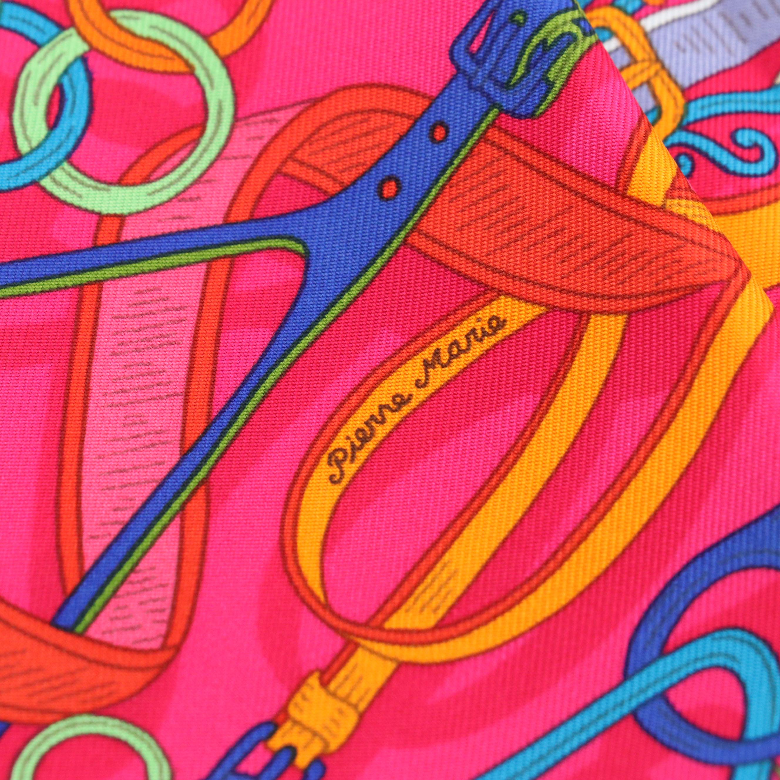 Hermès "Bouquets Sellier" Silk Twill Scarf 90