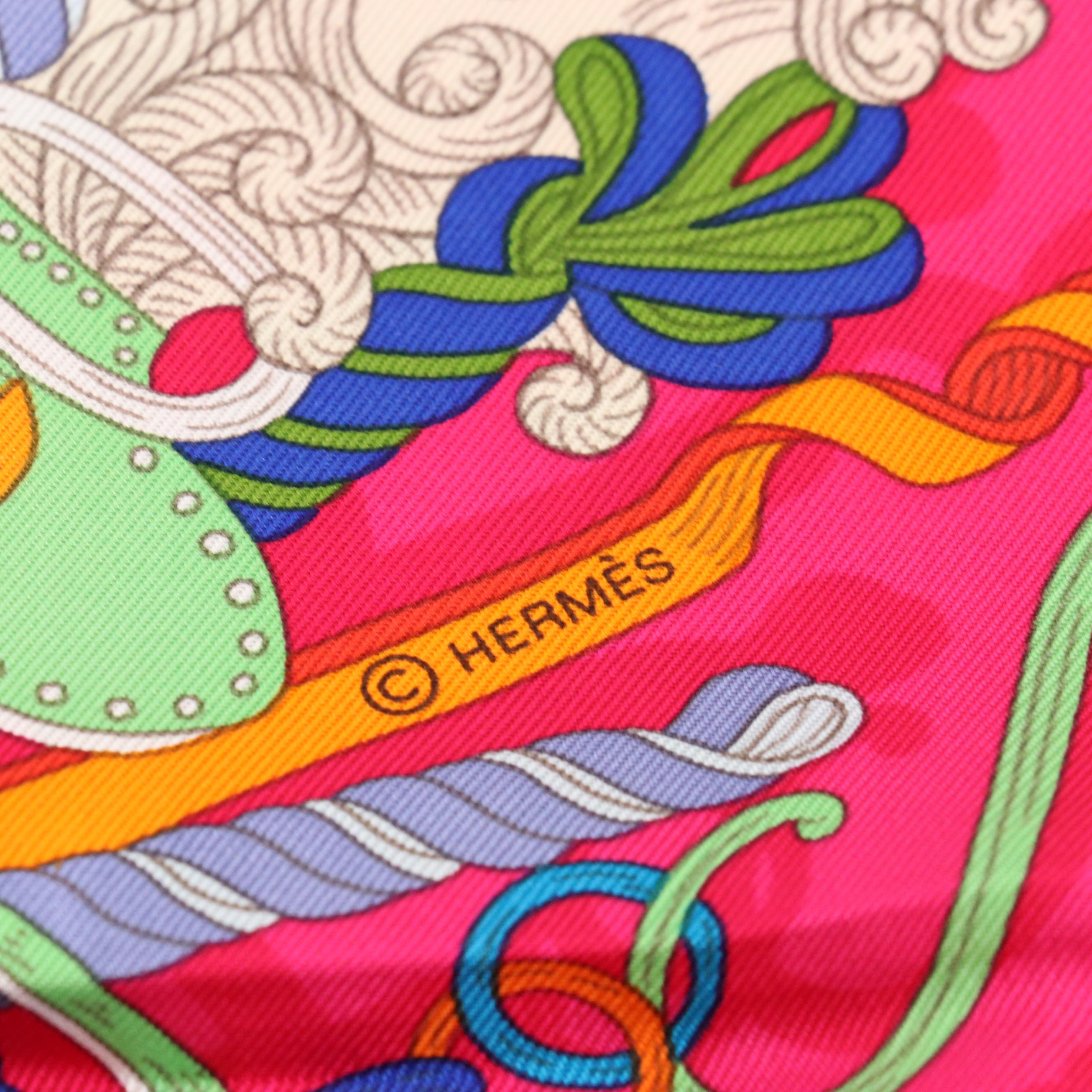 Hermès "Bouquets Sellier" Silk Twill Scarf 90