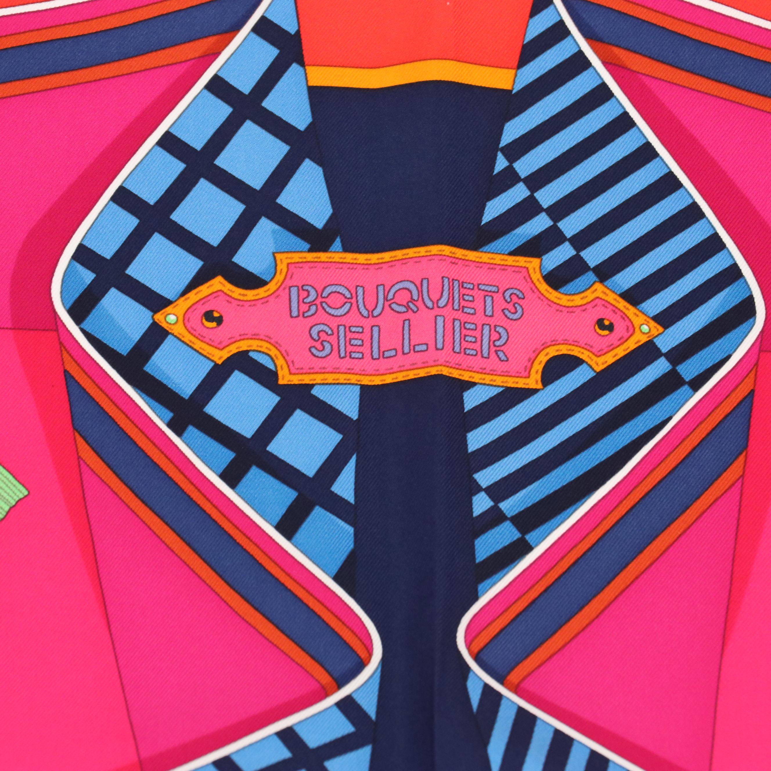 Hermès "Bouquets Sellier" Silk Twill Scarf 90