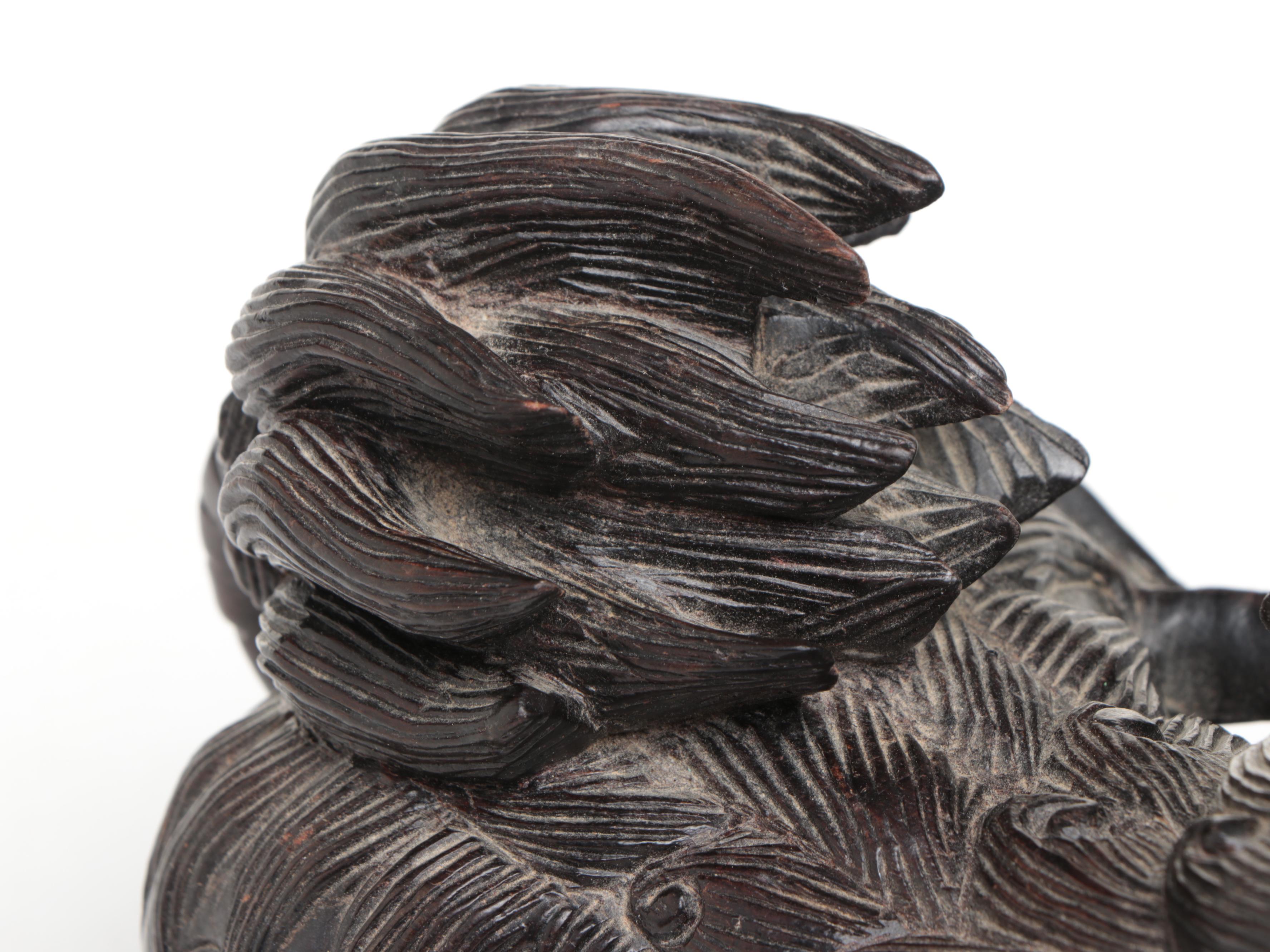 Chinese Carved Wood Guardian Lion, Mid to Late 20th Century