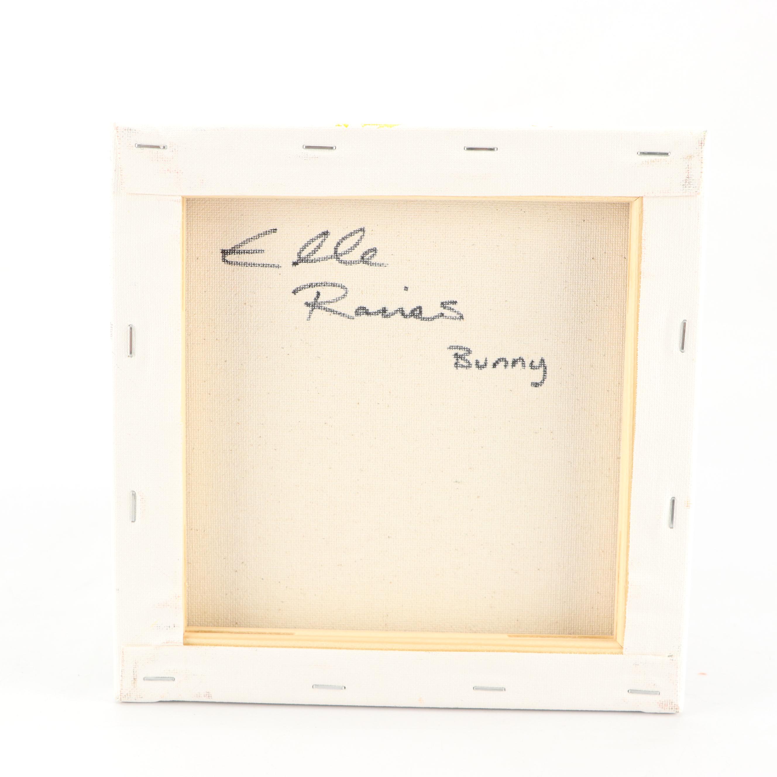 Elle Raines Stylized Acrylic Painting "Bunny," 21st Century