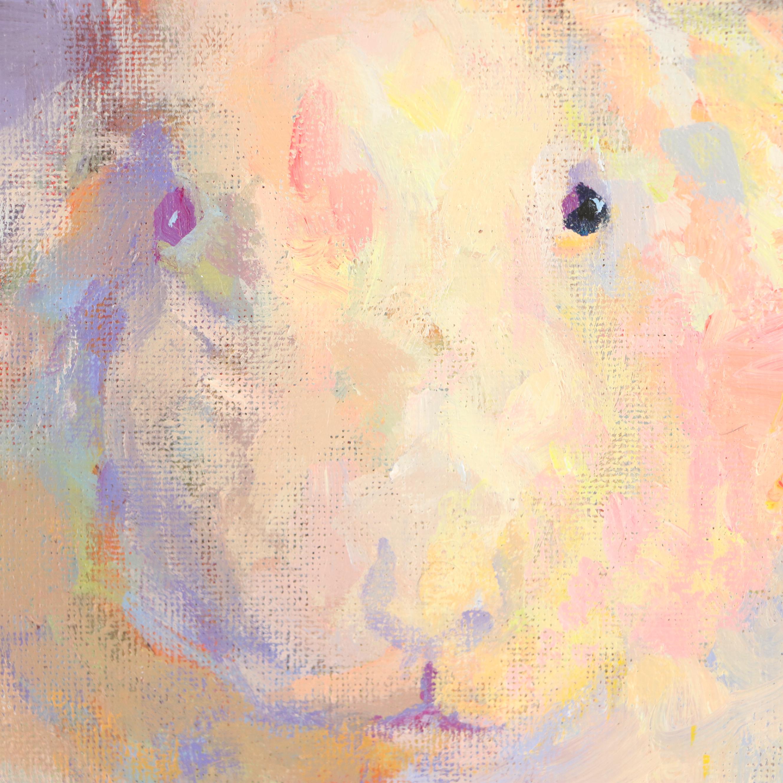 Elle Raines Stylized Acrylic Painting "Bunny," 21st Century