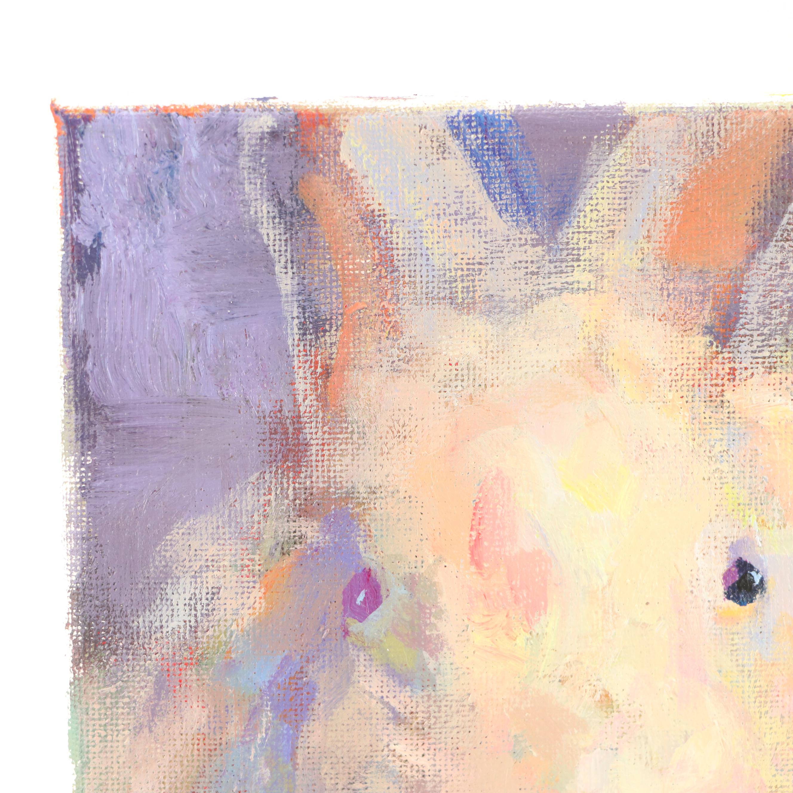 Elle Raines Stylized Acrylic Painting "Bunny," 21st Century