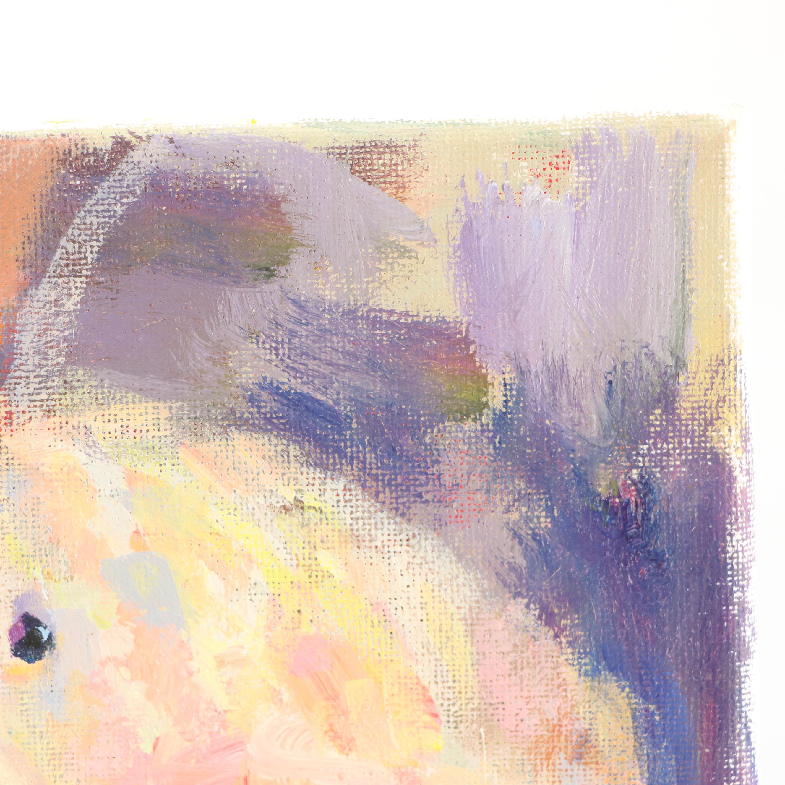 Elle Raines Stylized Acrylic Painting "Bunny," 21st Century