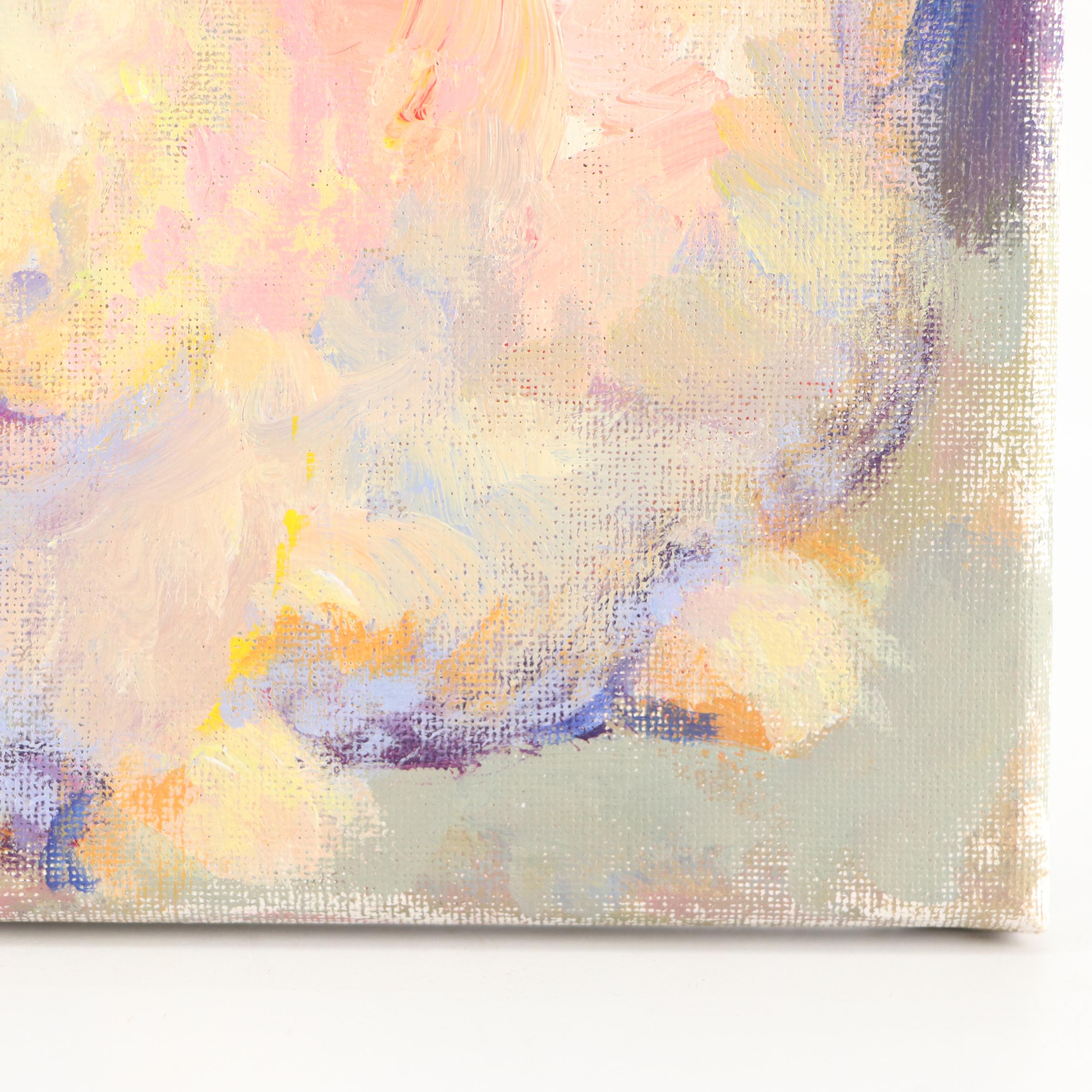 Elle Raines Stylized Acrylic Painting "Bunny," 21st Century