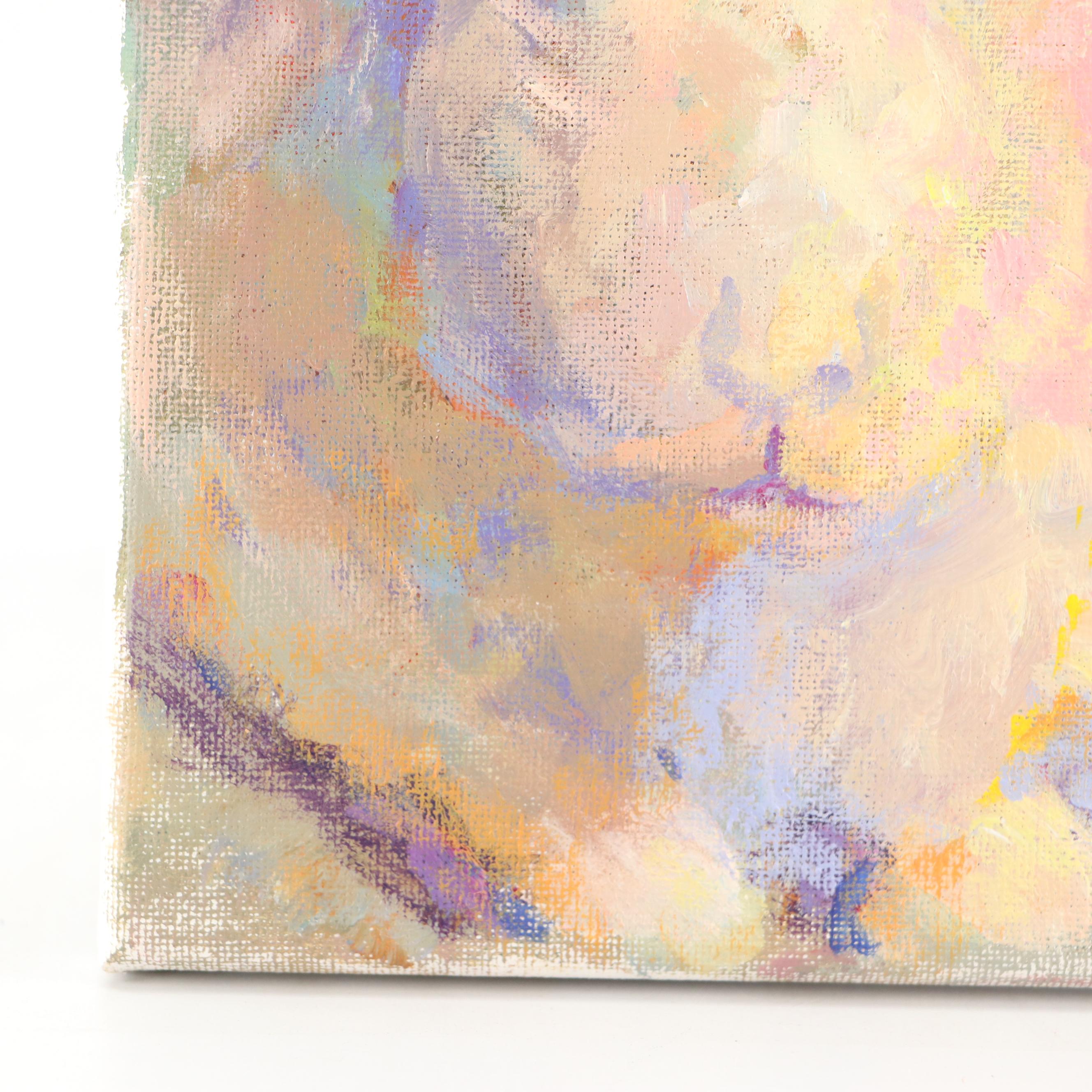 Elle Raines Stylized Acrylic Painting "Bunny," 21st Century