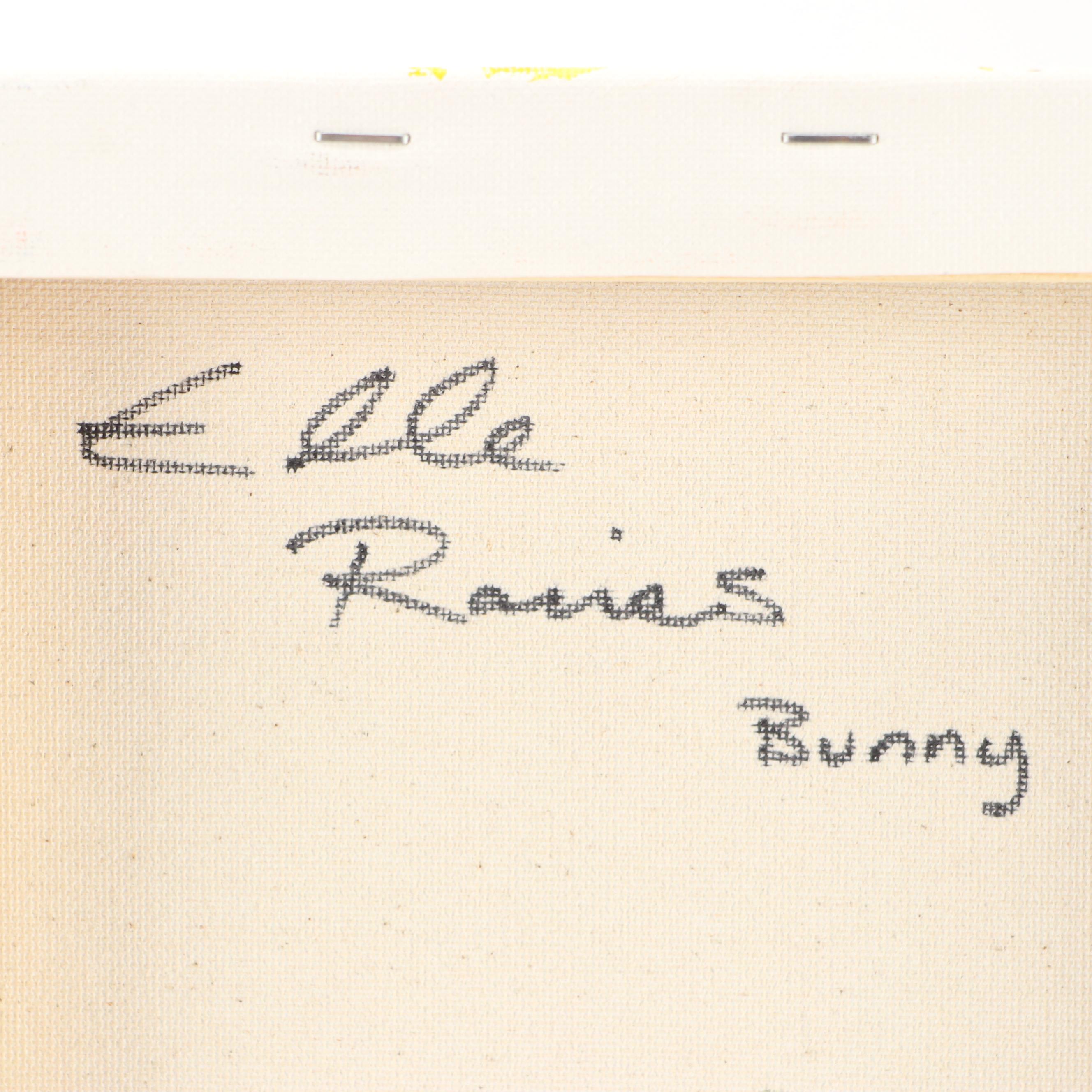 Elle Raines Stylized Acrylic Painting "Bunny," 21st Century