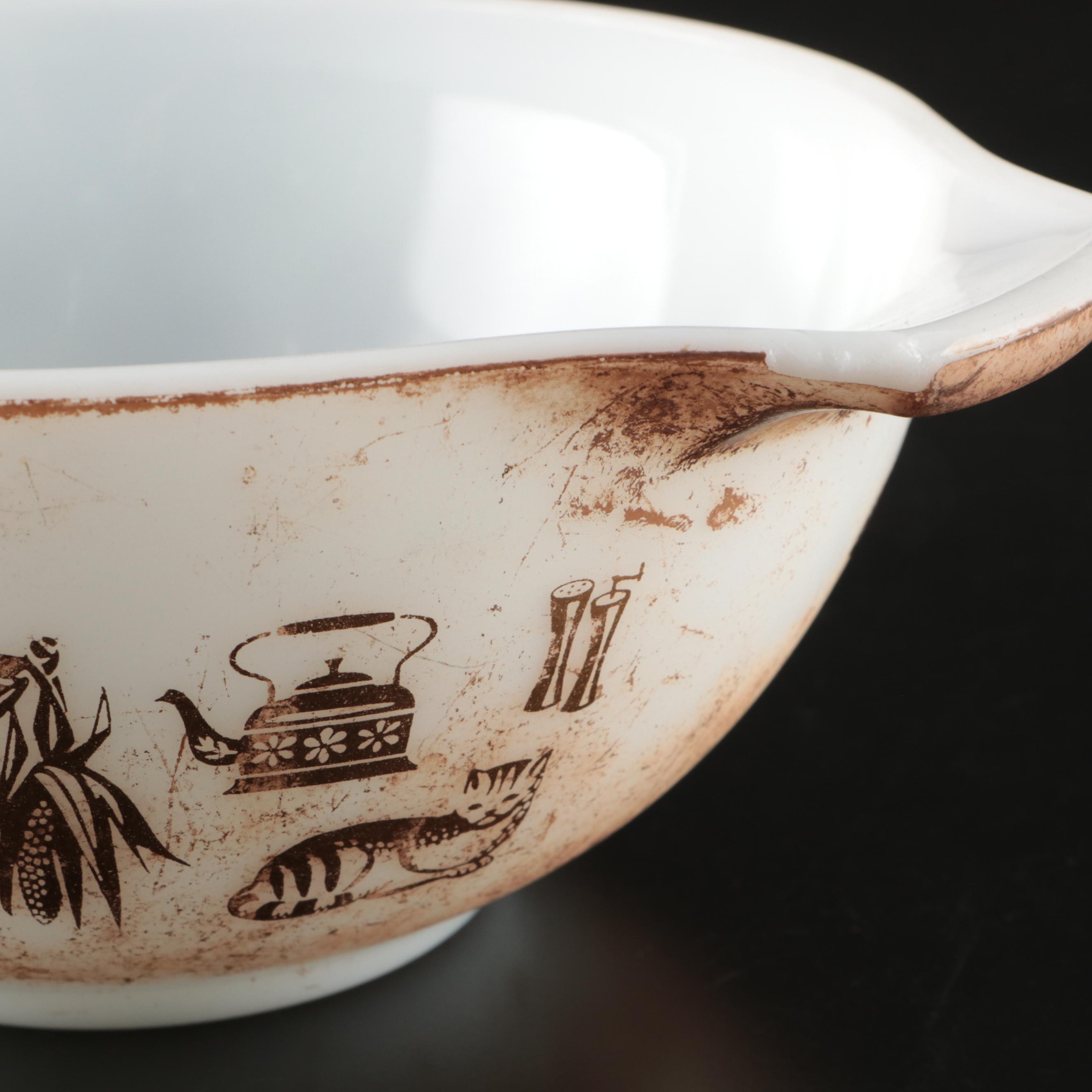 Pyrex "Early American" Glass Mixing Bowls, Mid to Late 20th Century