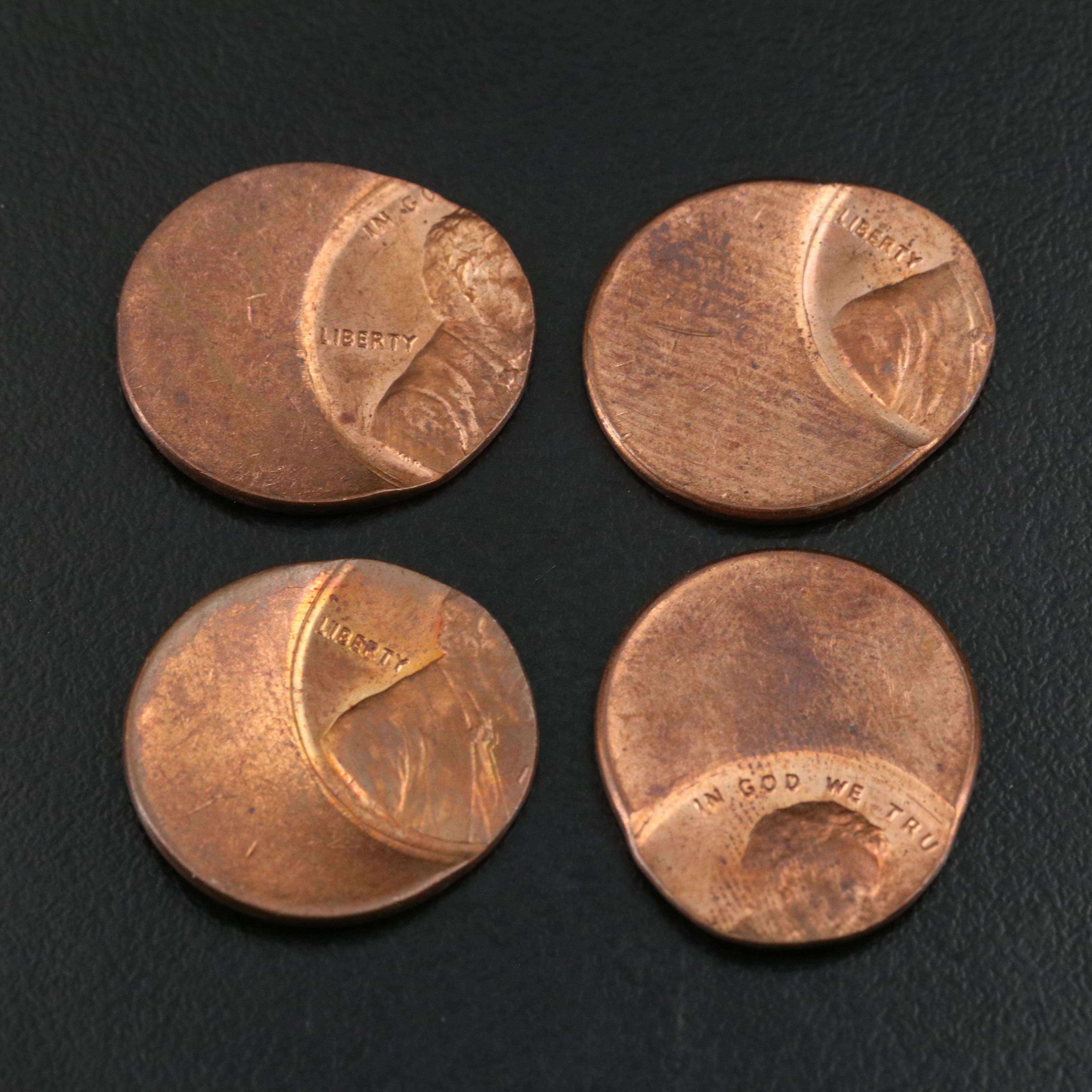 Collection of Eleven Modern Lincoln Cents All Struck off Center