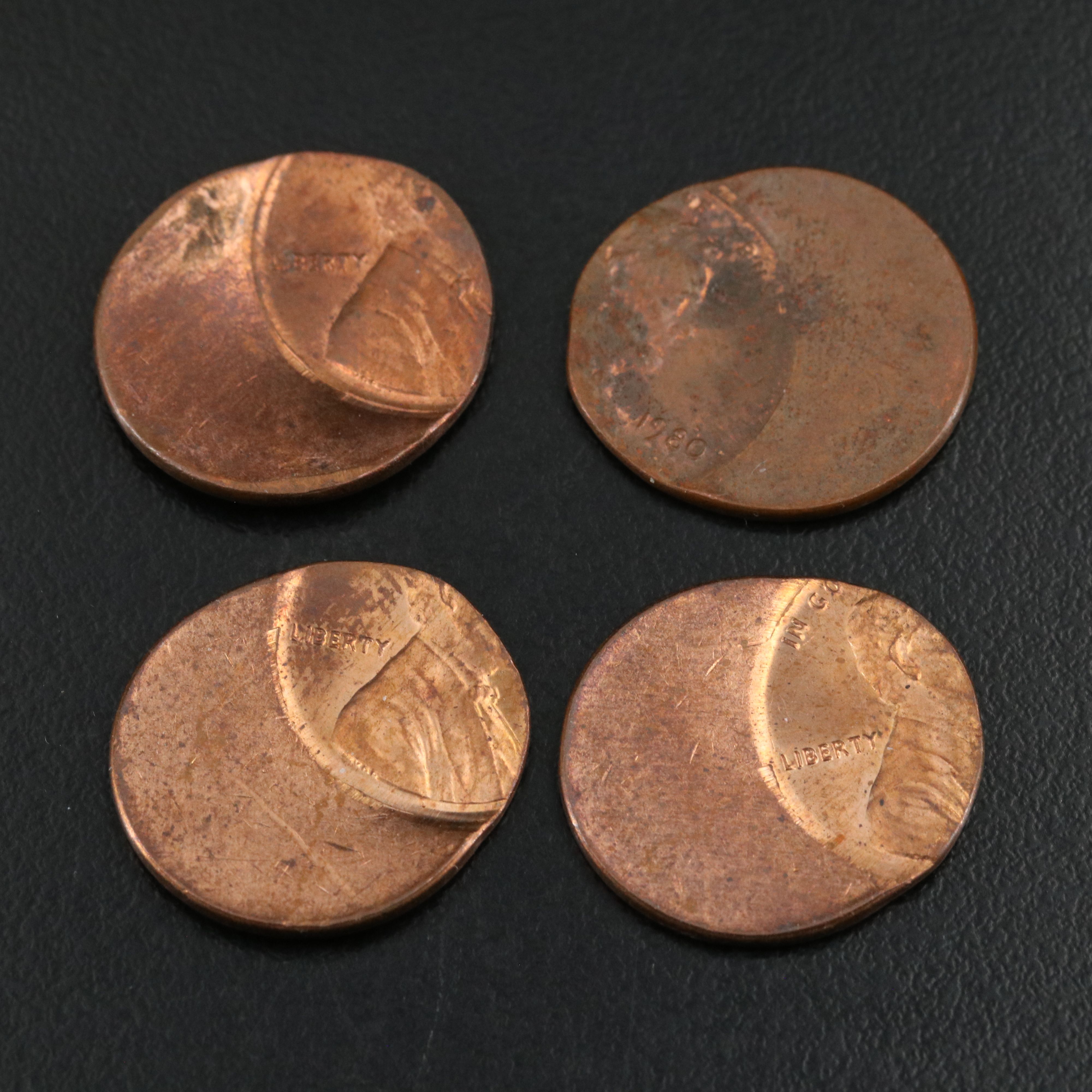 Collection of Eleven Modern Lincoln Cents All Struck off Center