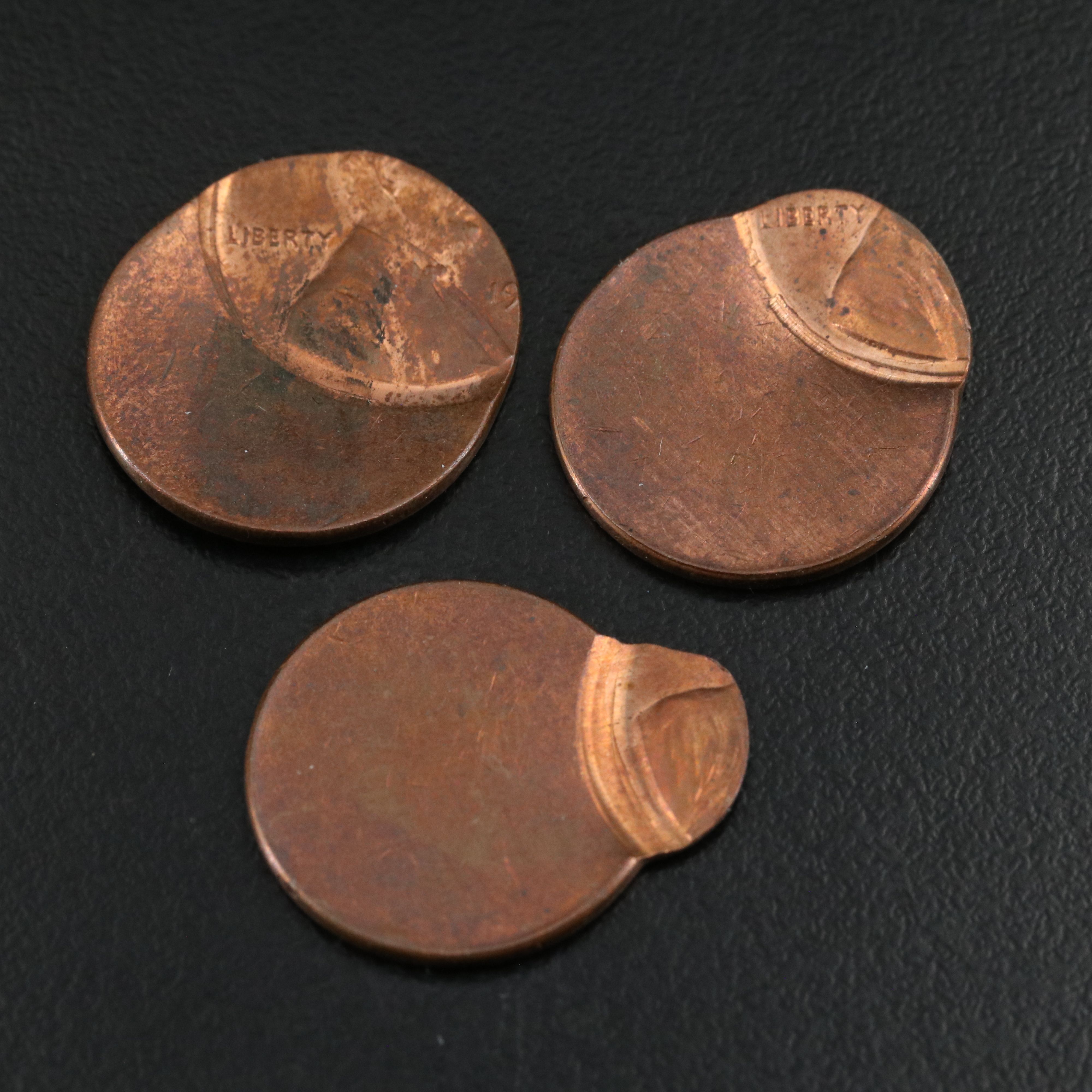 Collection of Eleven Modern Lincoln Cents All Struck off Center