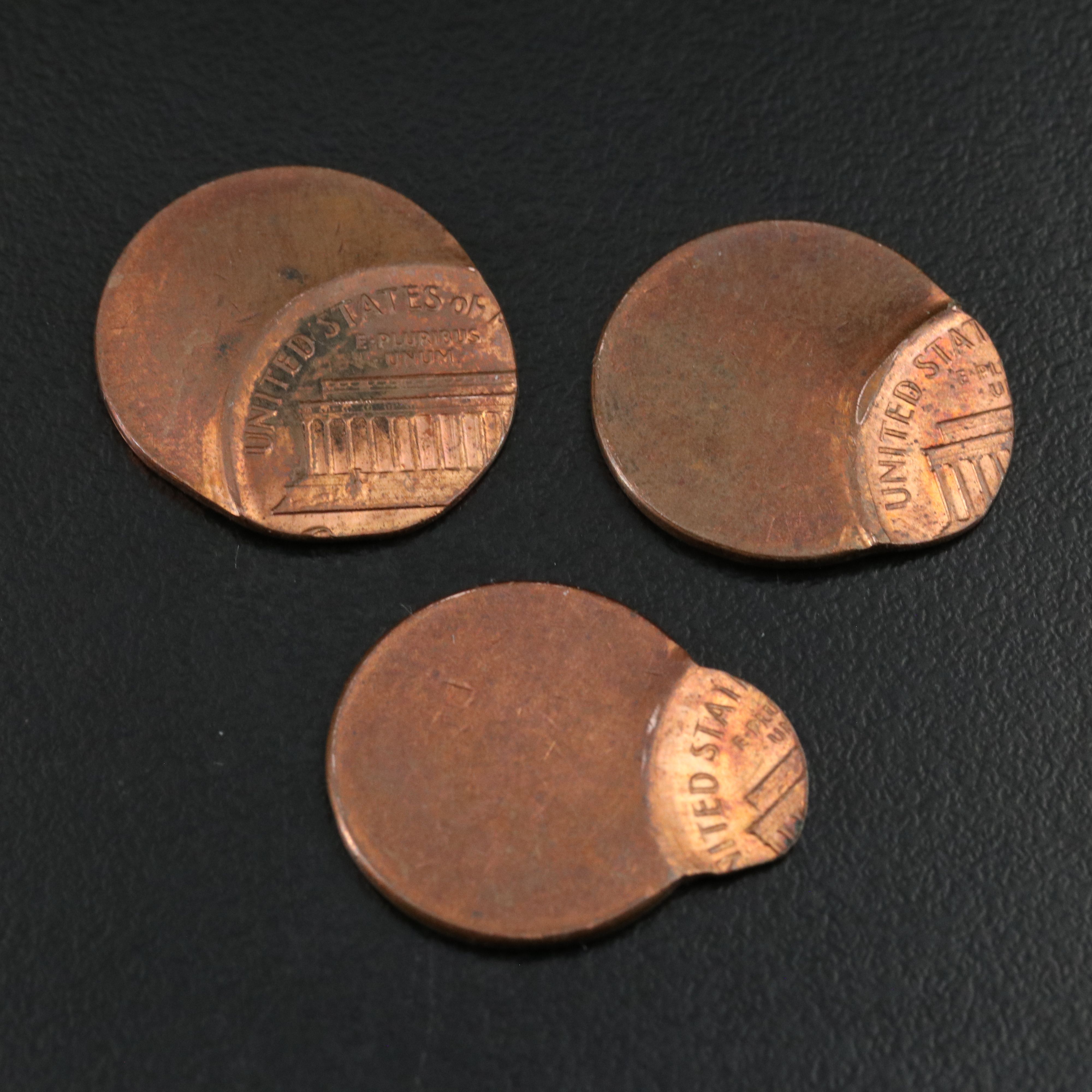 Collection of Eleven Modern Lincoln Cents All Struck off Center
