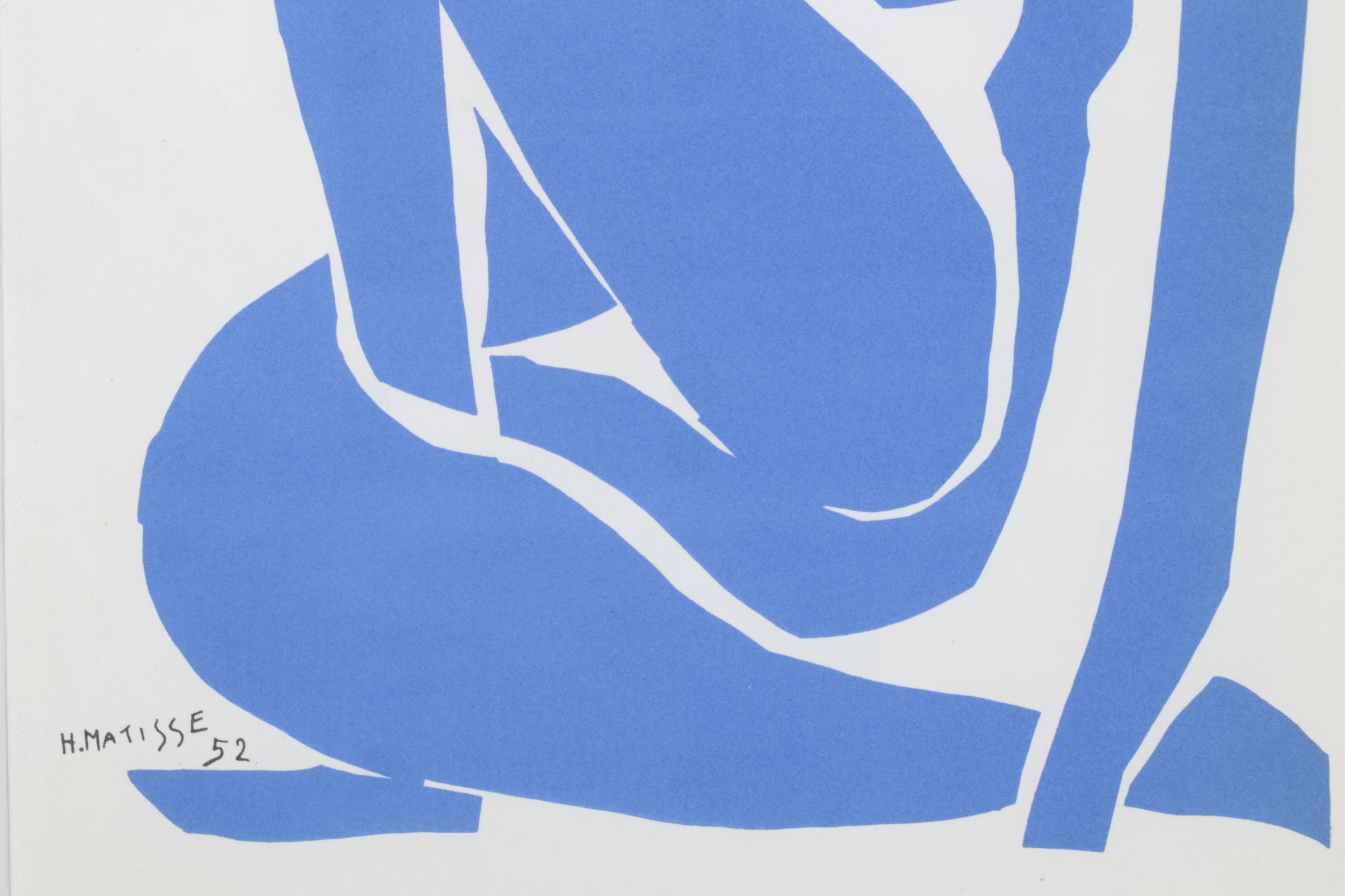 Color Lithograph After Henri Matisse Cut-Out "Blue Nude"