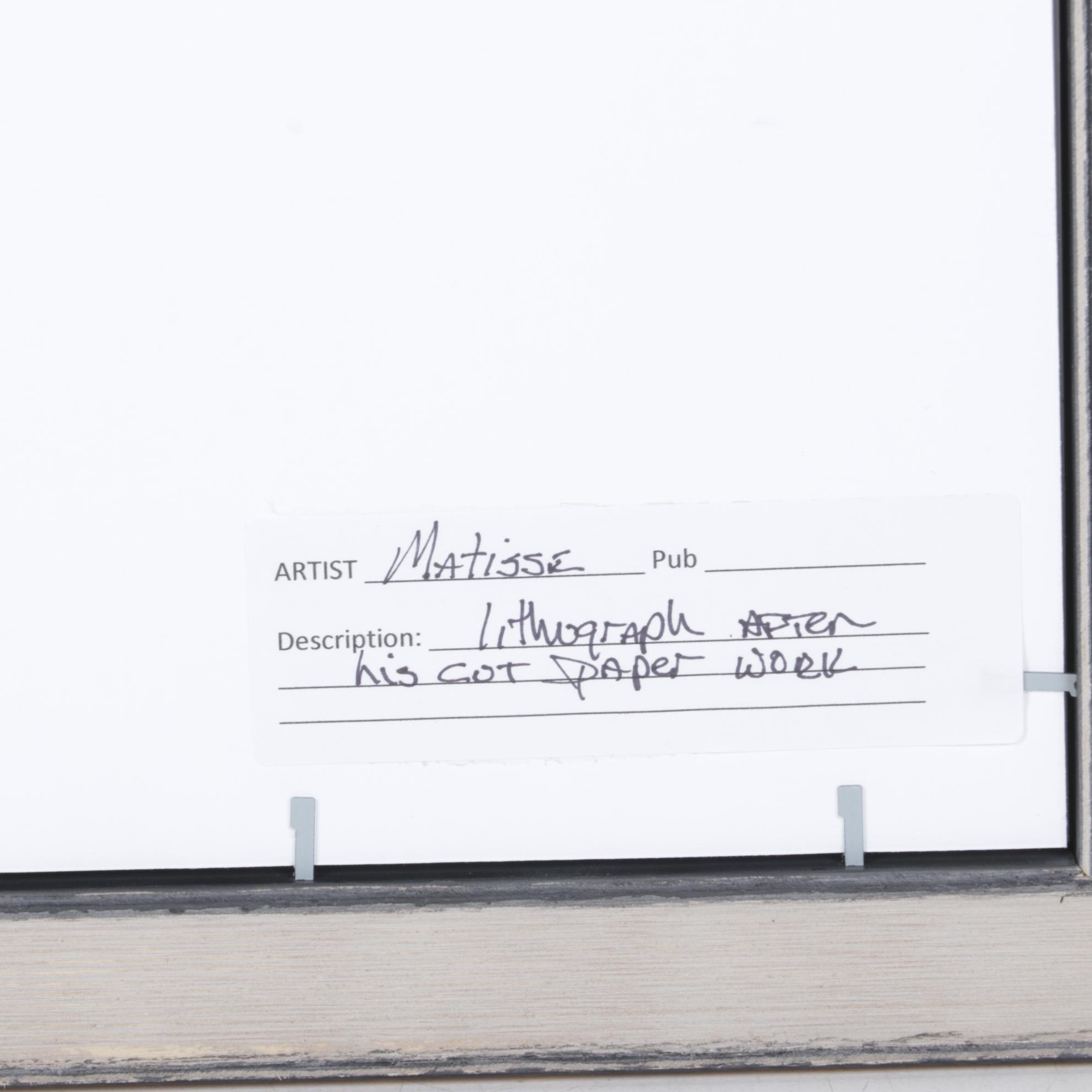 Color Lithograph After Henri Matisse Cut-Out "Blue Nude"