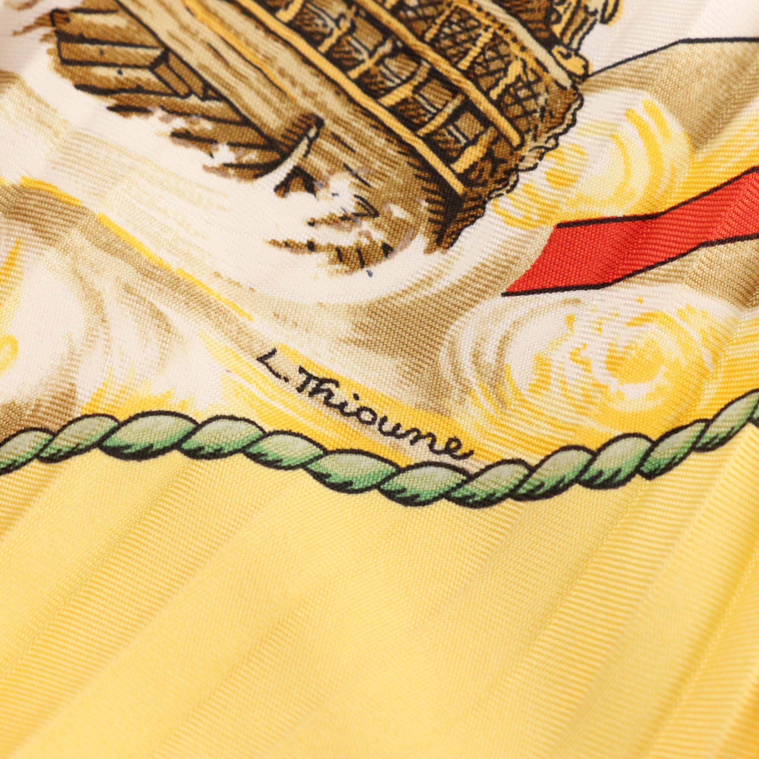 Hermès "Vive le Vent" Plissé Scarf 90 in Silk Twill with Box and Booklet