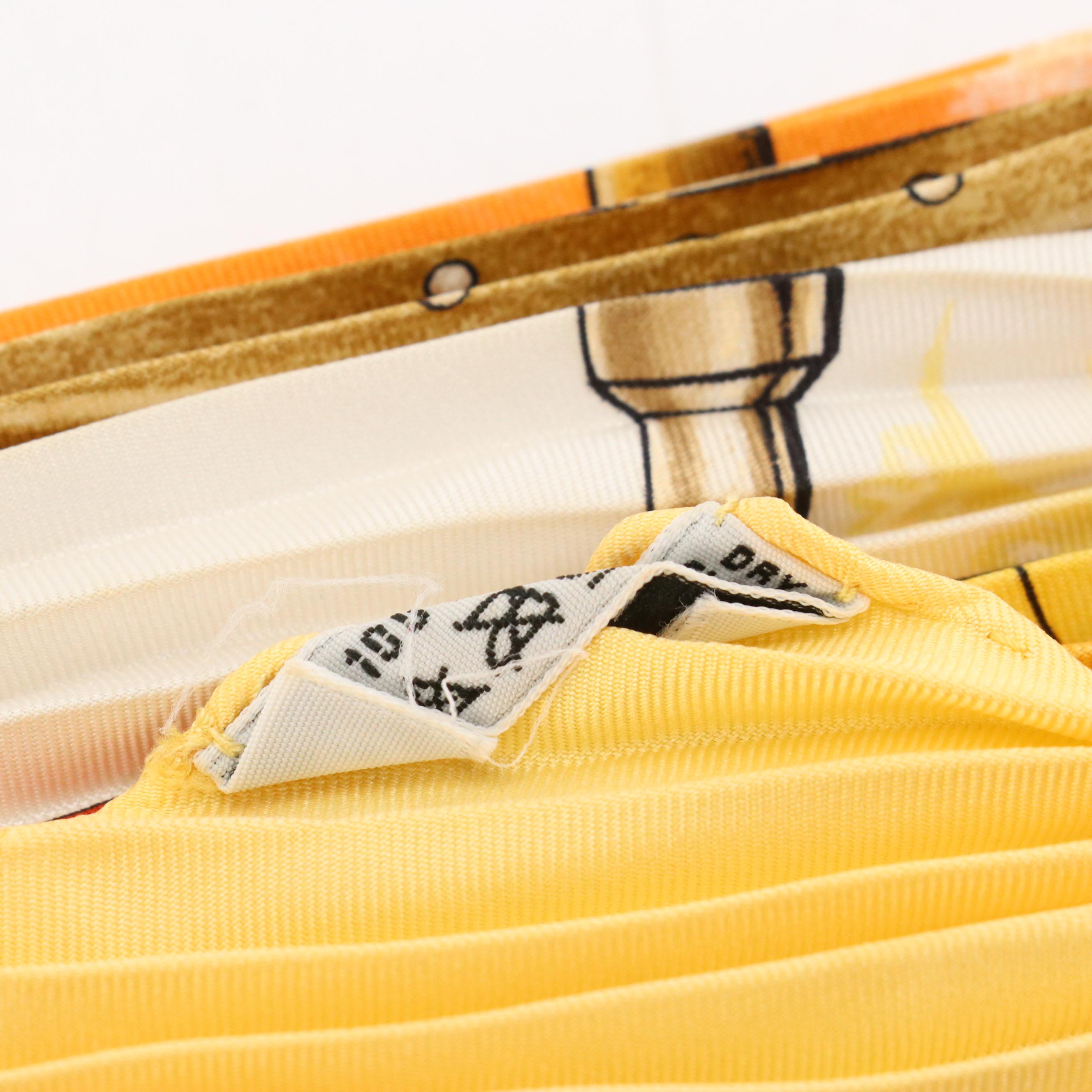 Hermès "Vive le Vent" Plissé Scarf 90 in Silk Twill with Box and Booklet