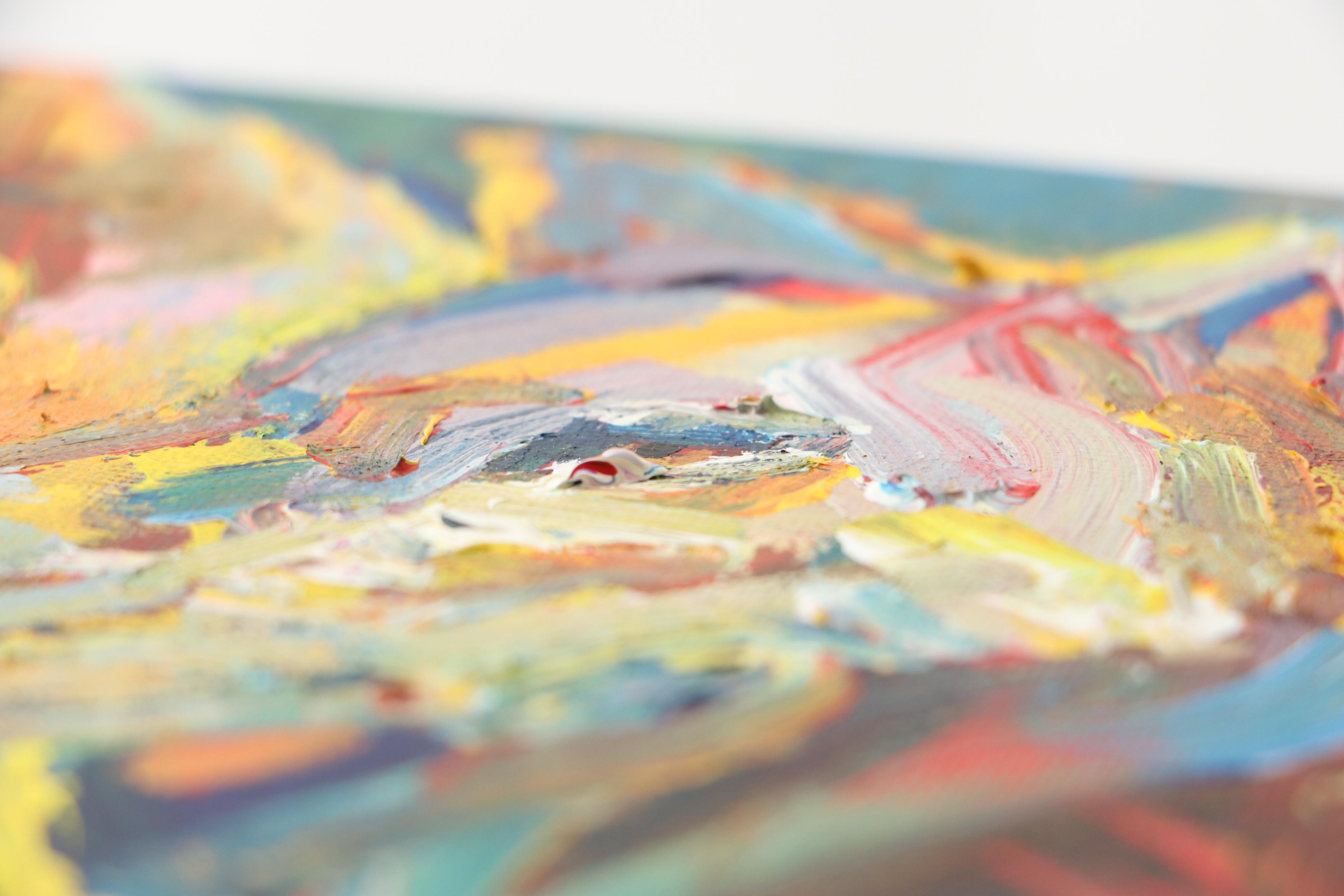 Elle Raines Stylized Acrylic Painting of Two Wolves "The Report," 21st Century