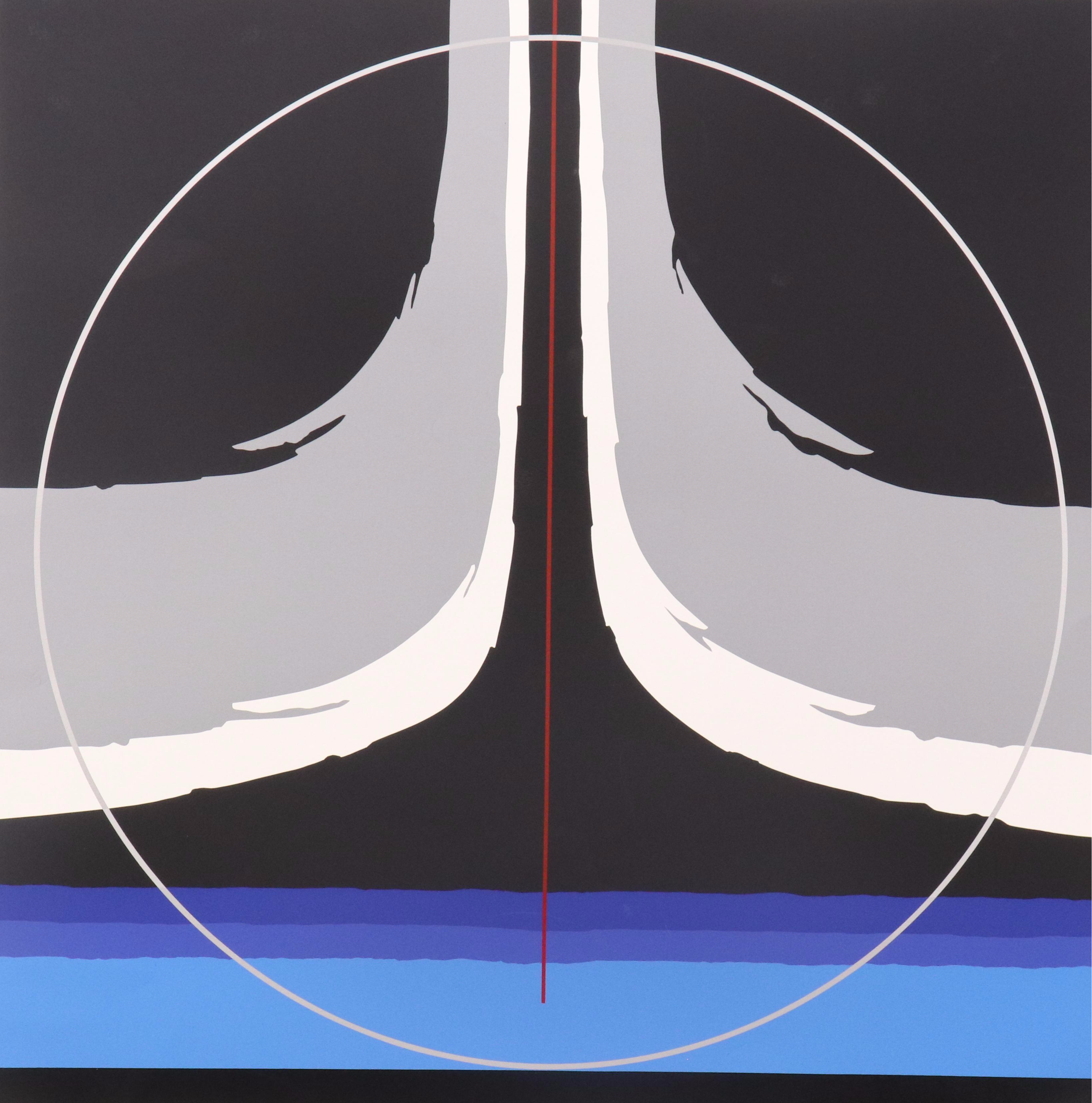 Thomas Whelan Benton Abstract Serigraph "Earthline Red," 1981