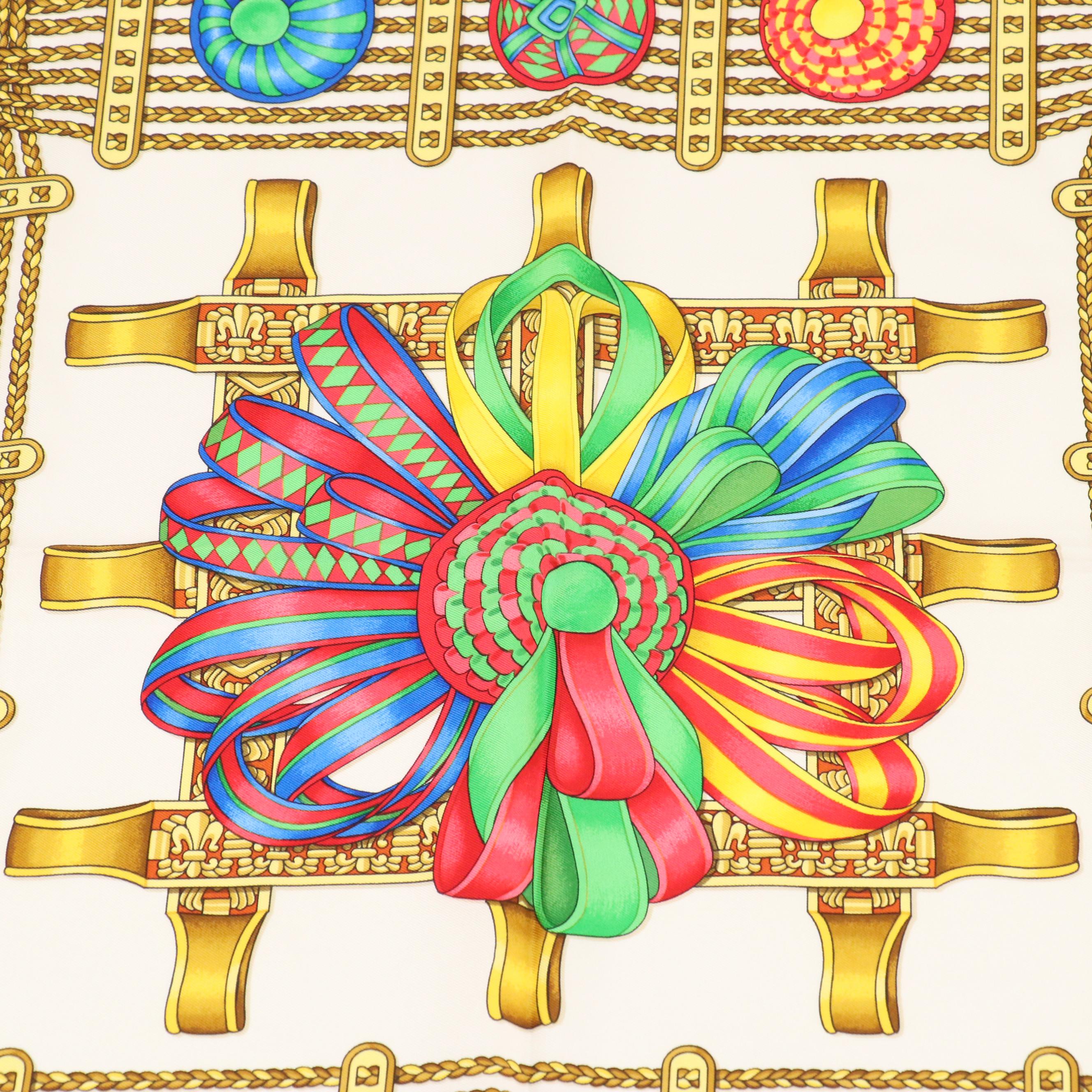 Hermès "Les Rubans Du Cheval" Silk Twill Scarf 90