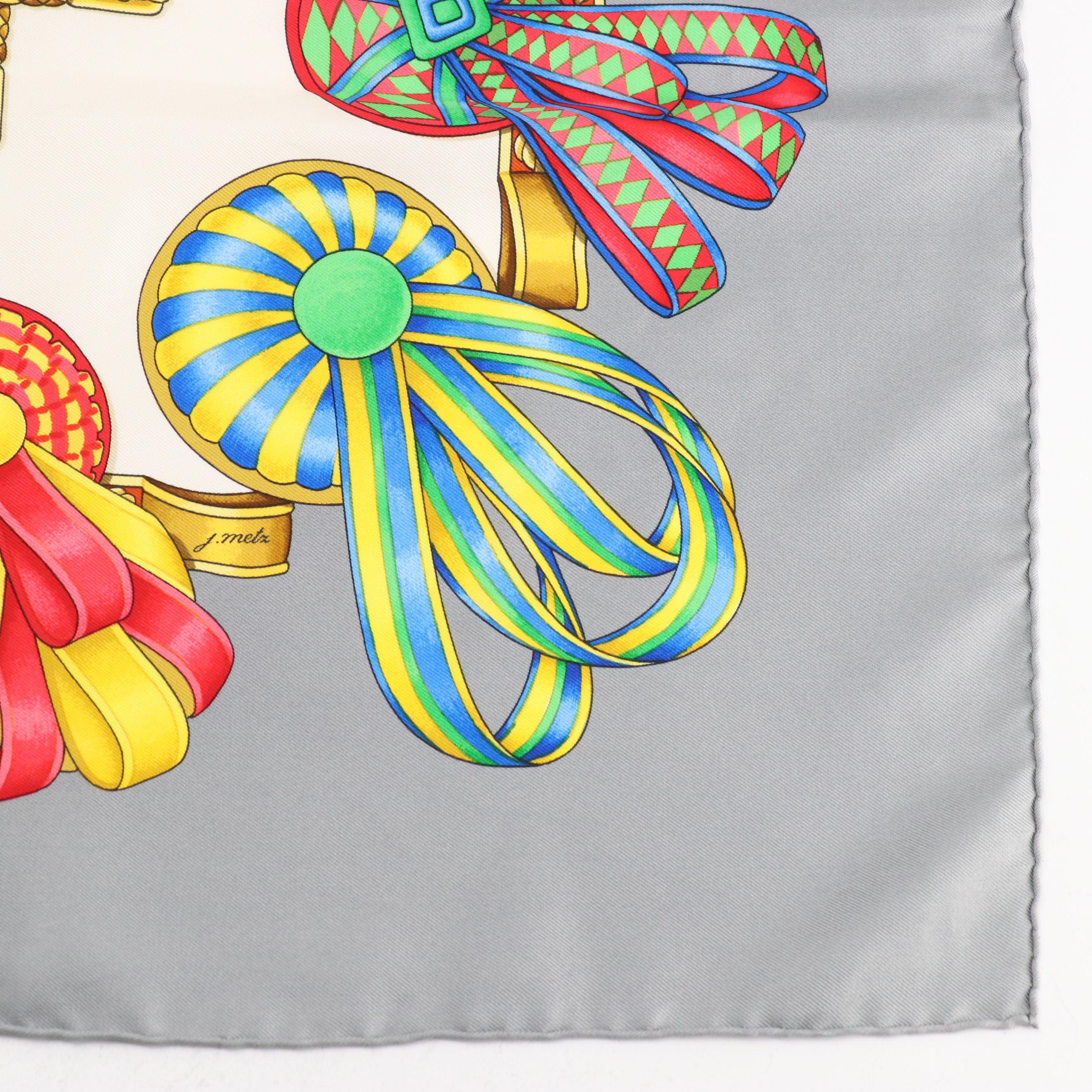 Hermès "Les Rubans Du Cheval" Silk Twill Scarf 90