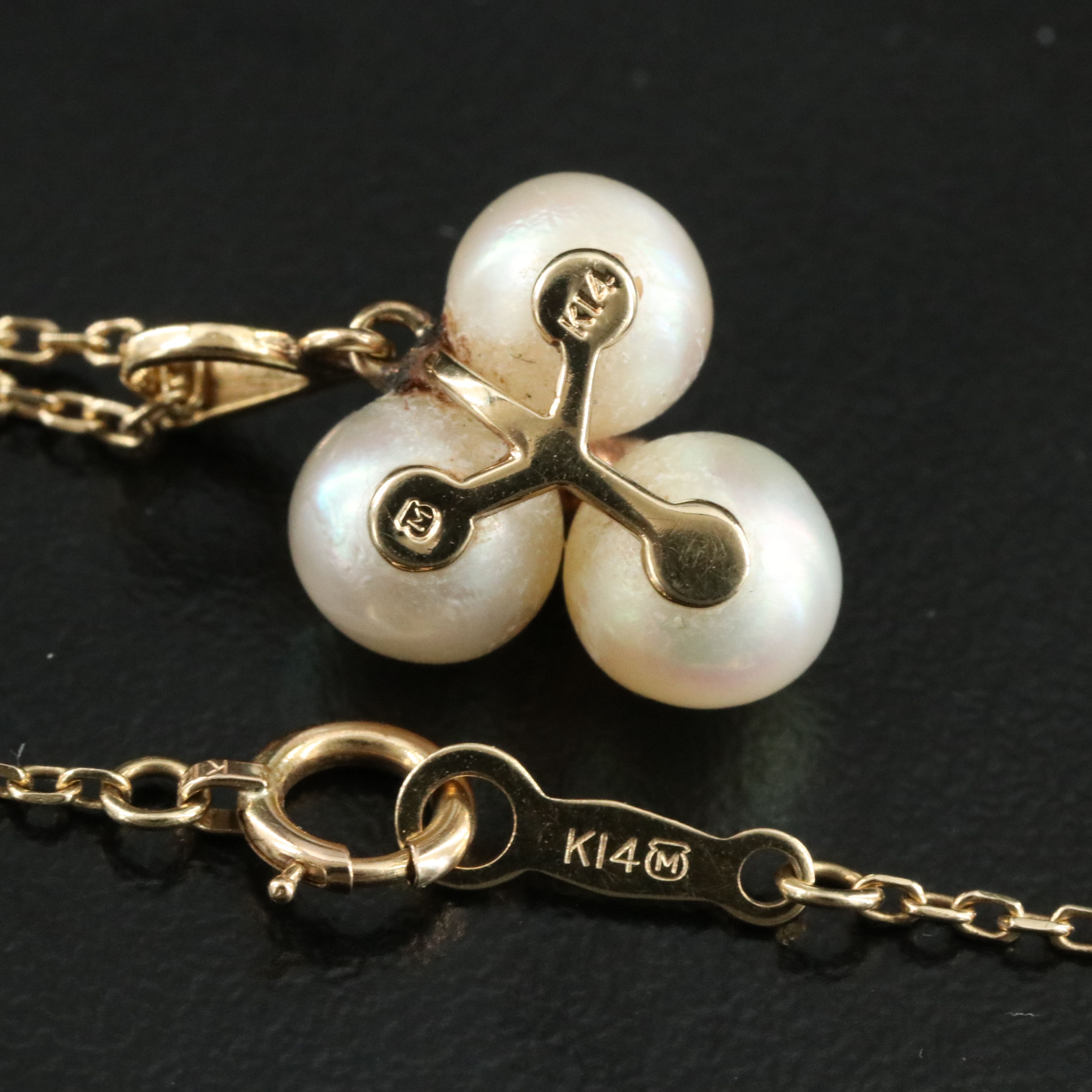 Mikimoto 14K Pearl and Ruby Trinity Pendant Necklace