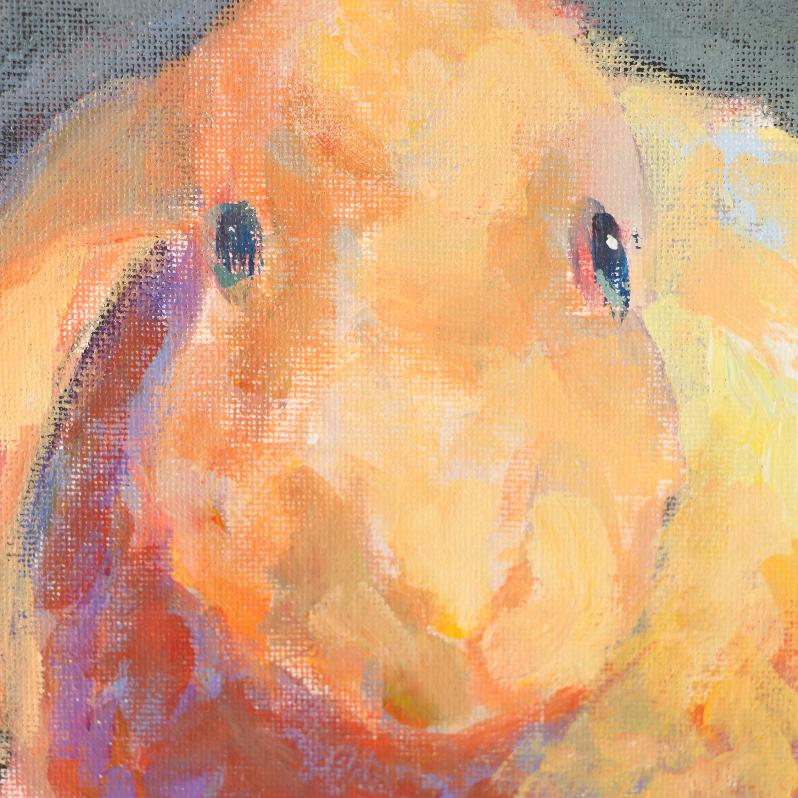 Elle Raines Stylized Acrylic Painting "Bunny," 21st Century