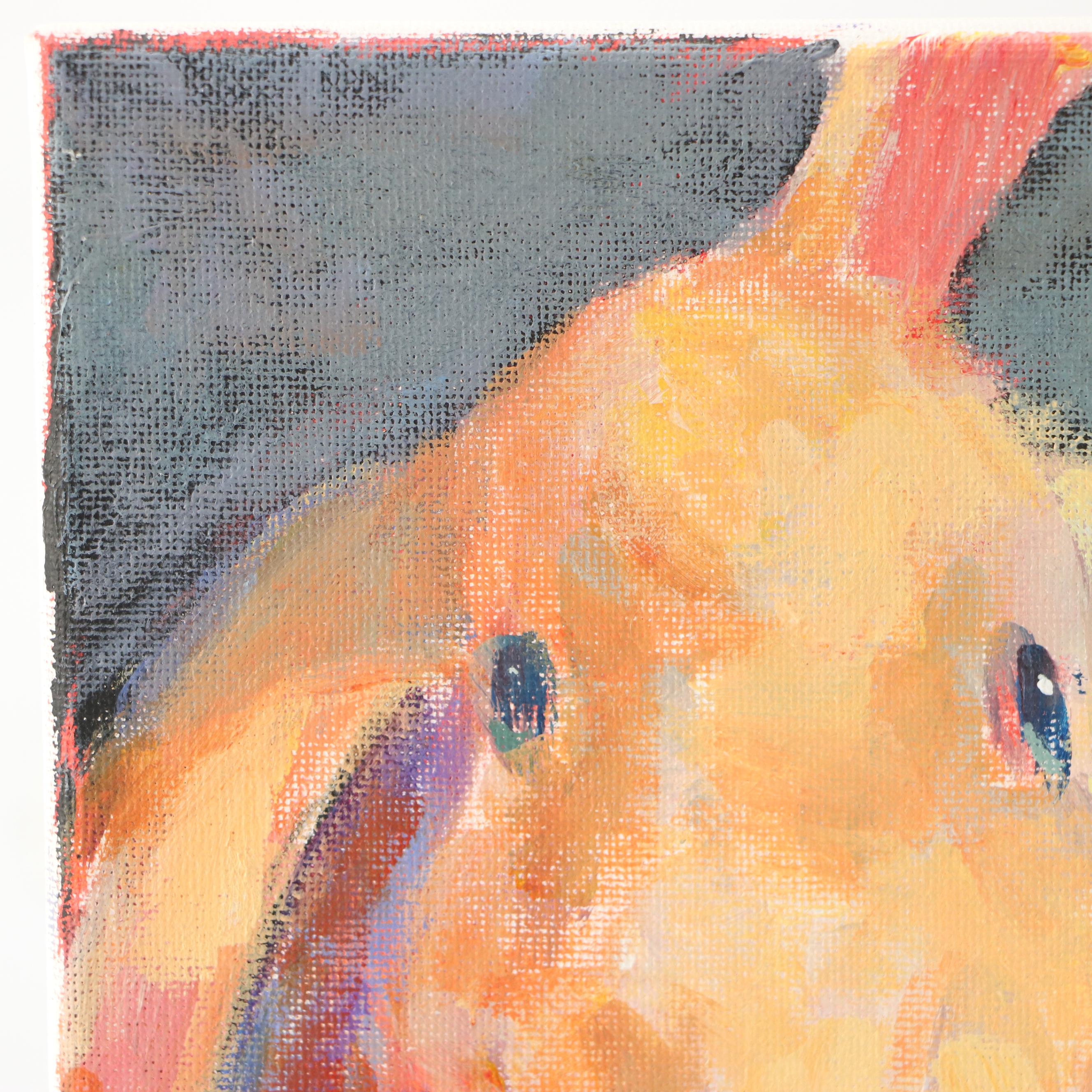 Elle Raines Stylized Acrylic Painting "Bunny," 21st Century