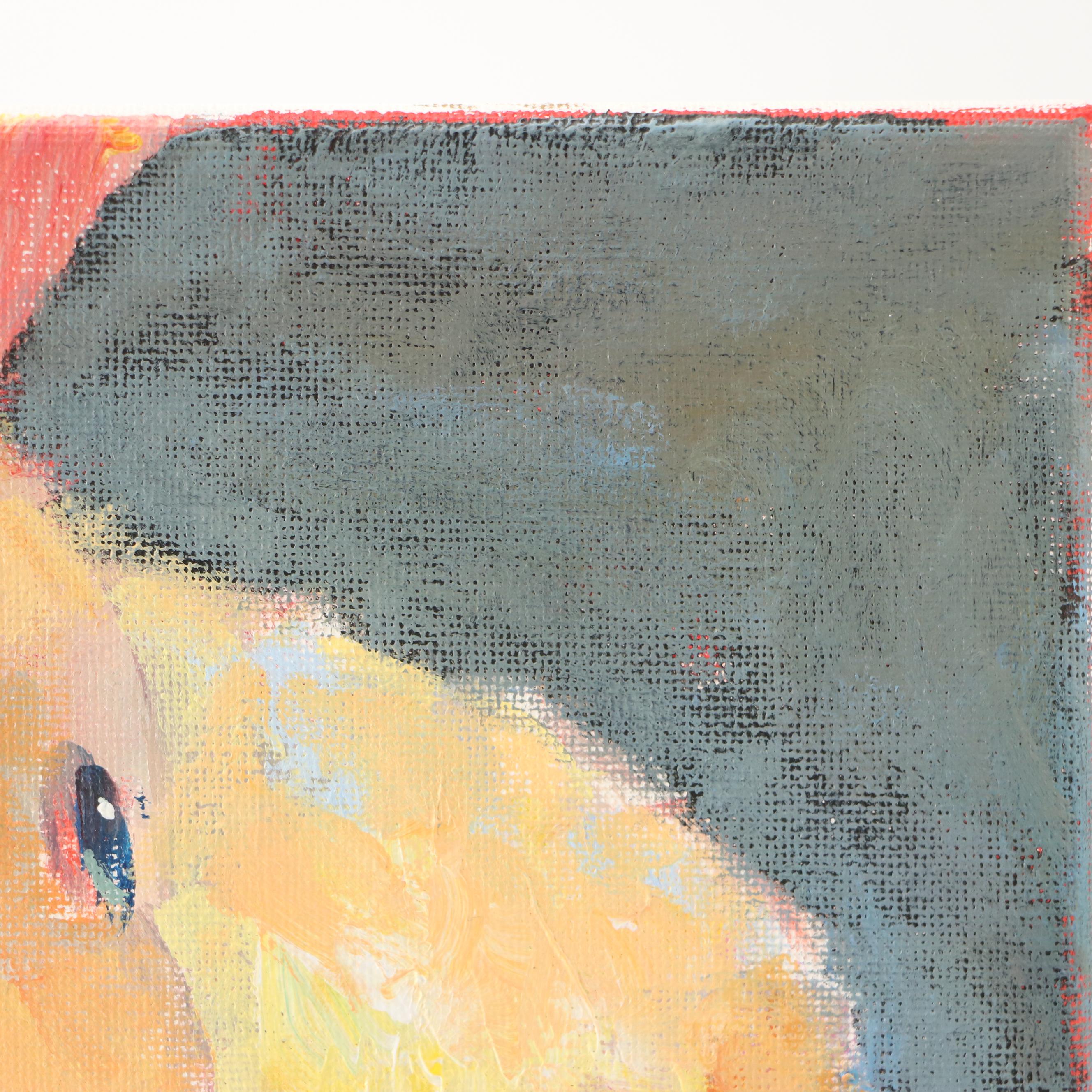 Elle Raines Stylized Acrylic Painting "Bunny," 21st Century