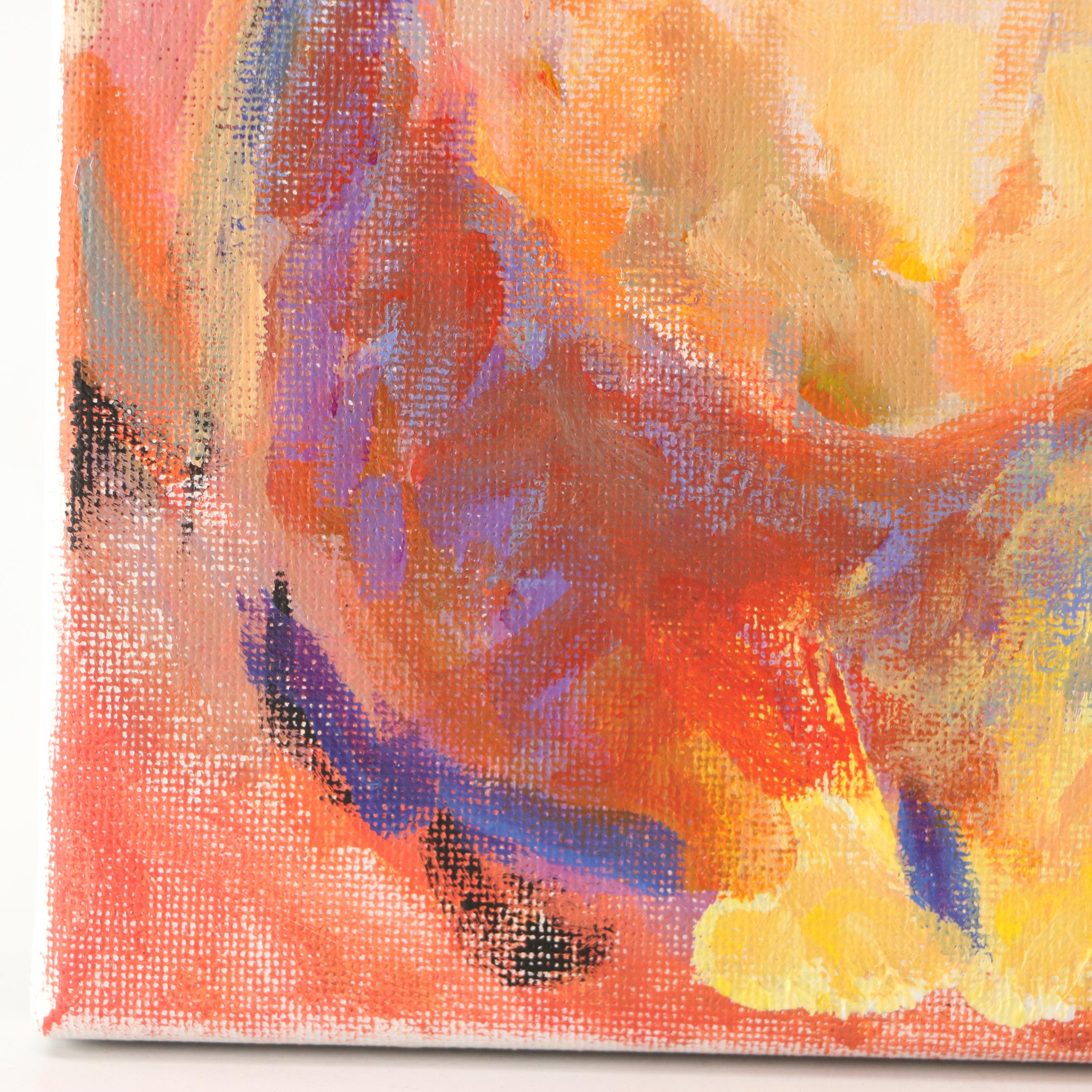 Elle Raines Stylized Acrylic Painting "Bunny," 21st Century