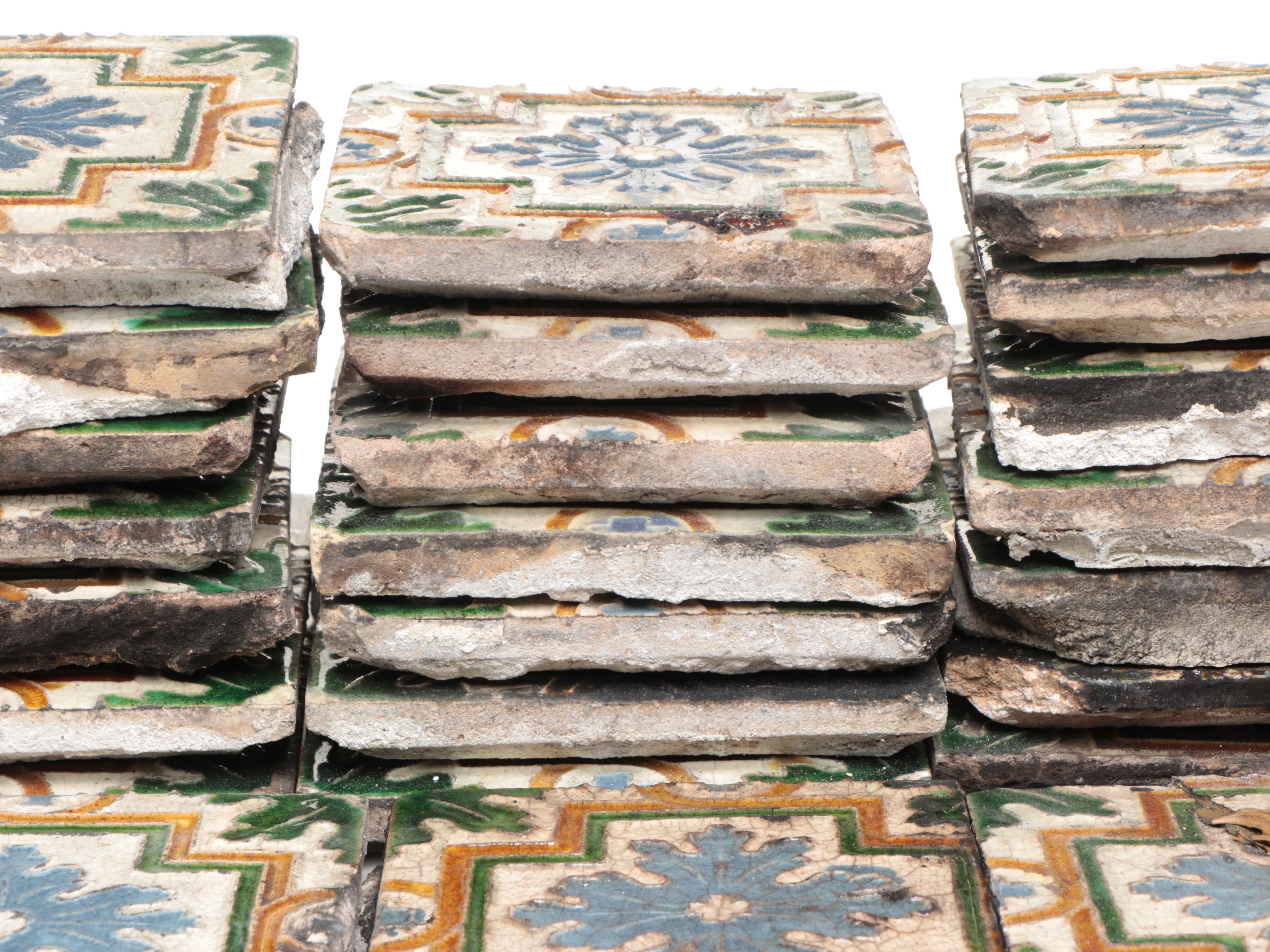 Mediterranean Style Polychrome Delftware Tiles