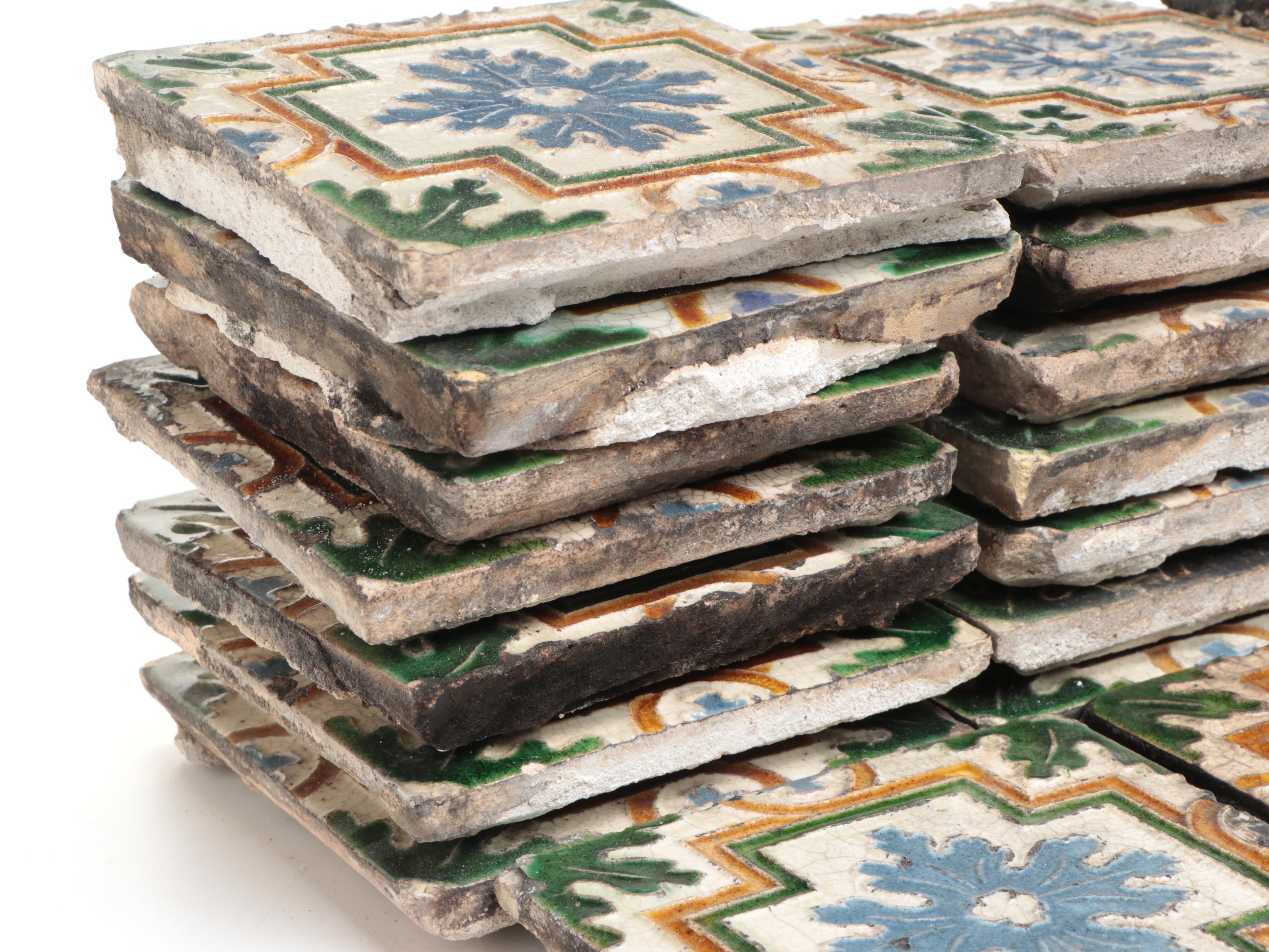 Mediterranean Style Polychrome Delftware Tiles