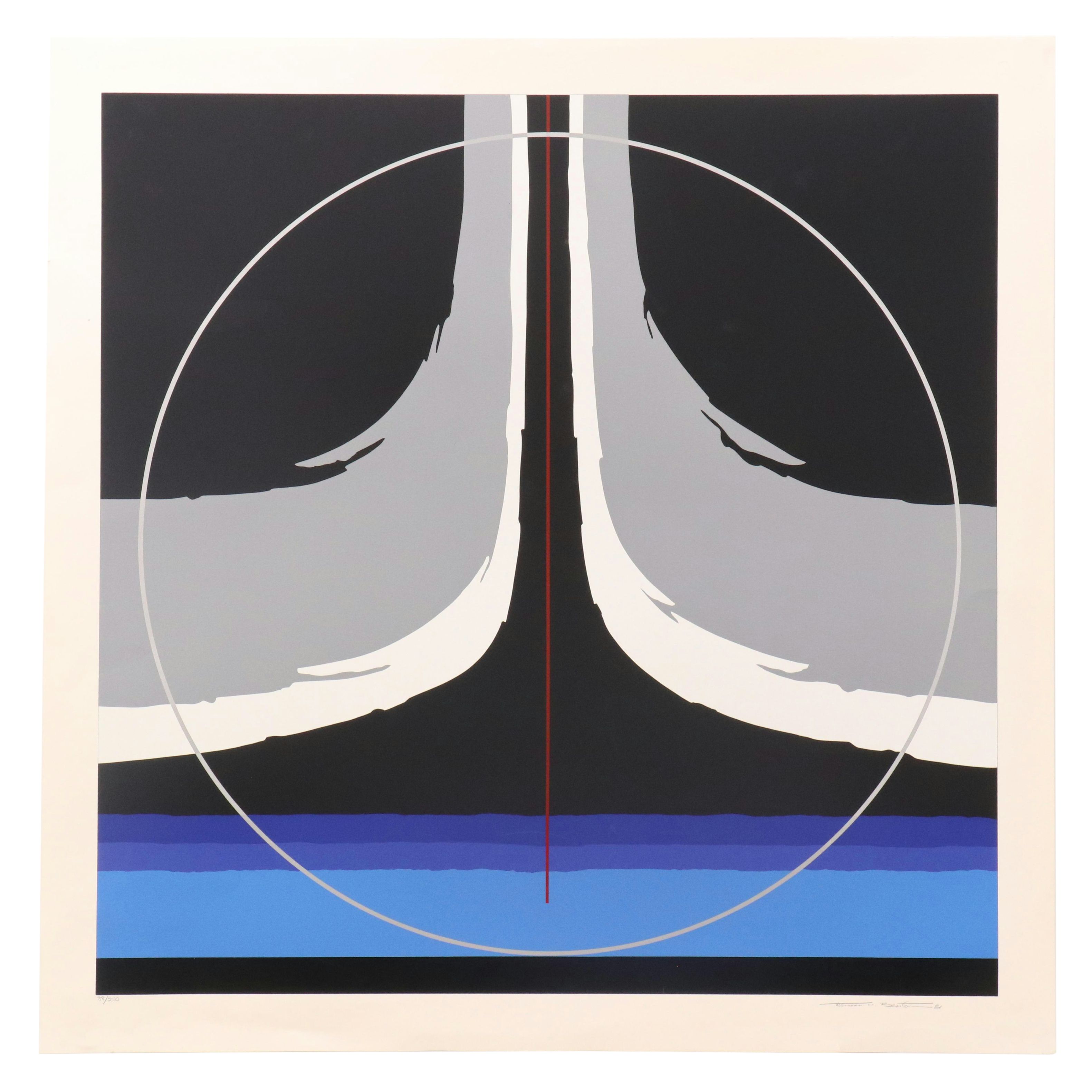 Thomas Whelan Benton Abstract Serigraph "Earthline Red," 1981